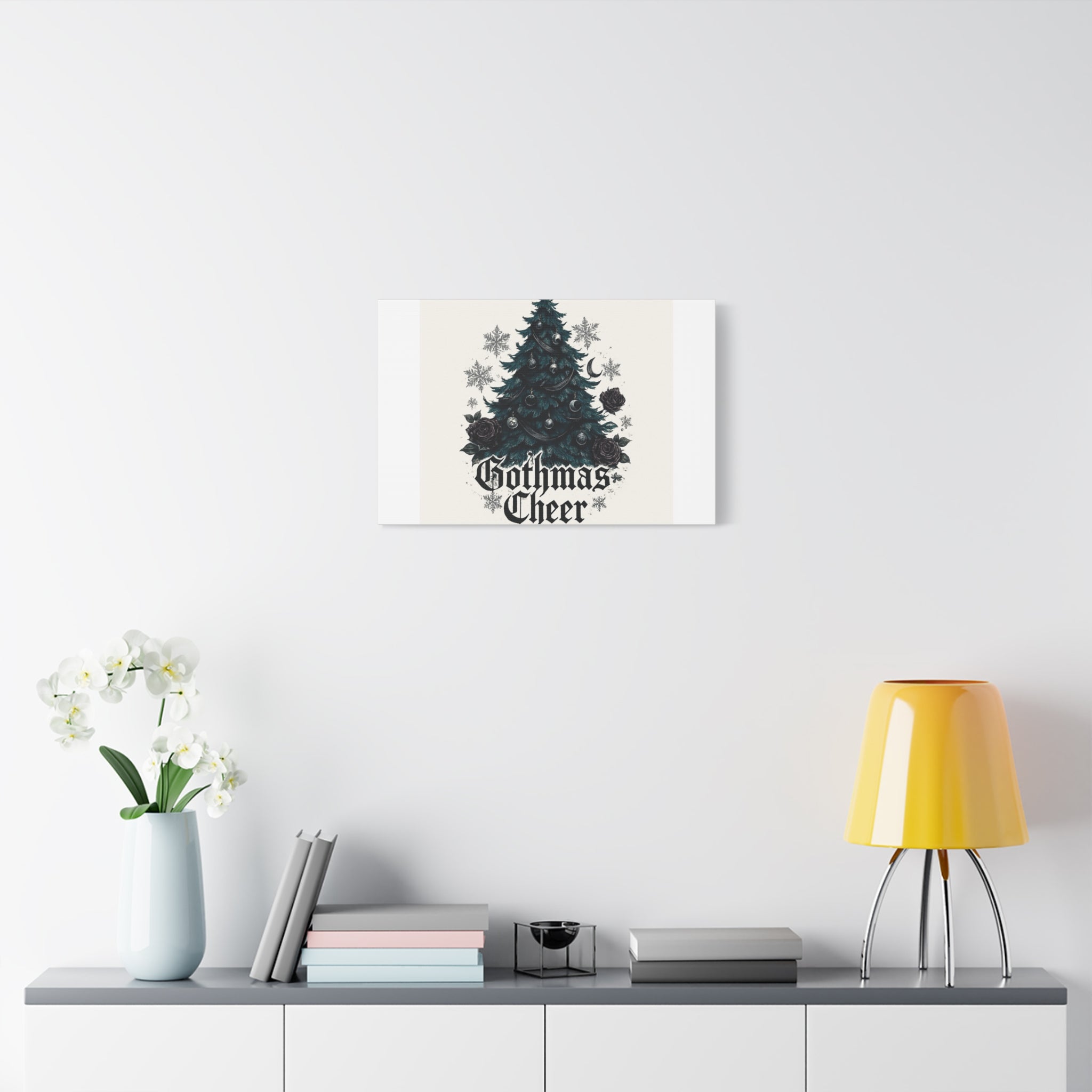 Gothmas Cheer Canvas Art — Gothic Christmas Tree Wall Decor