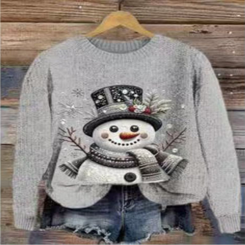 Cross-border Hoodie Christmas Street 3D Digital Print Women's Trendy Casual Round Neck Top