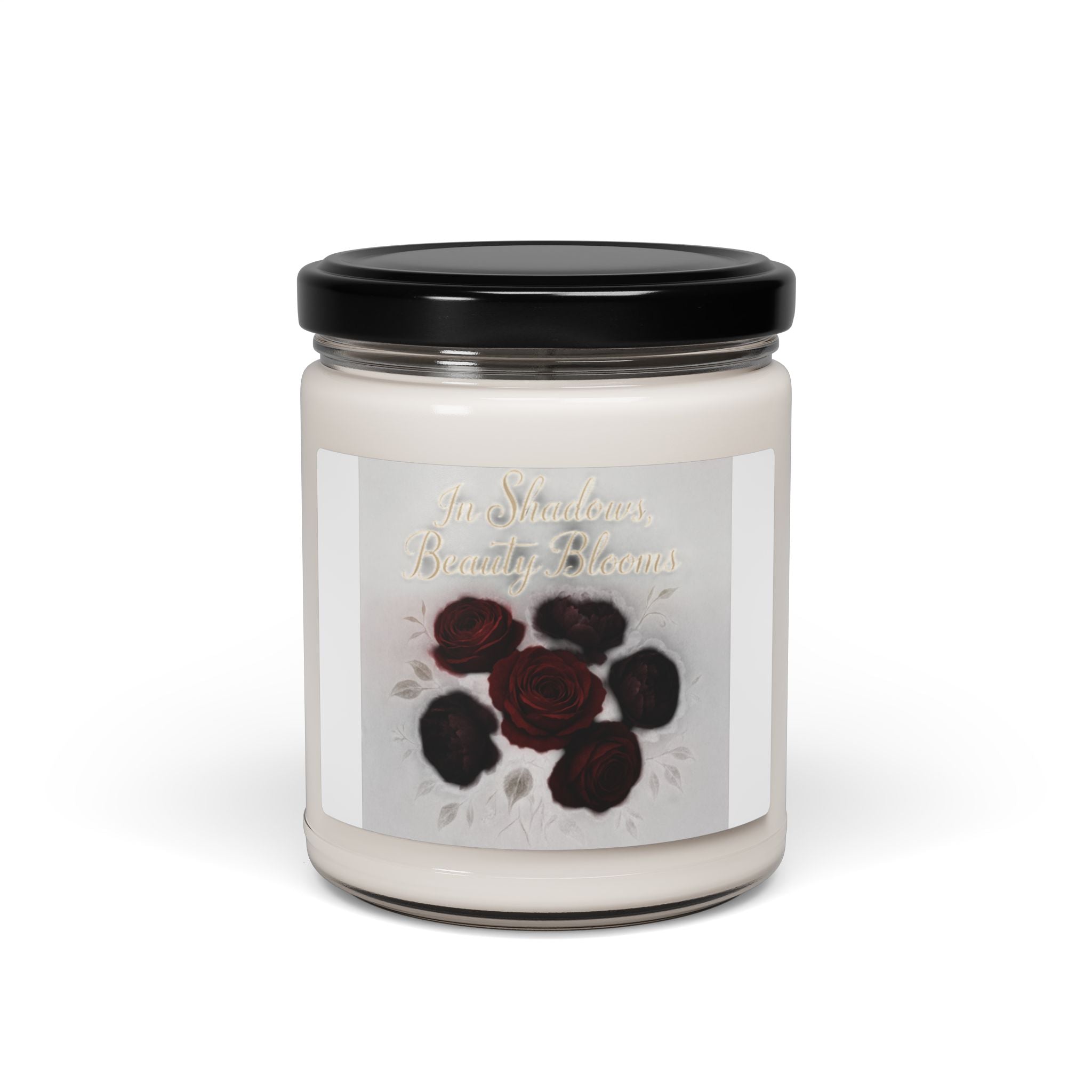 Rose & Amber Scented Soy Candle — 9oz Jar (Warm Floral, 'Midnight Bloom')