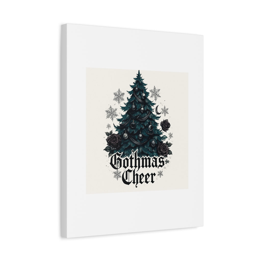 Gothmas Cheer Canvas Art — Gothic Christmas Tree Wall Decor