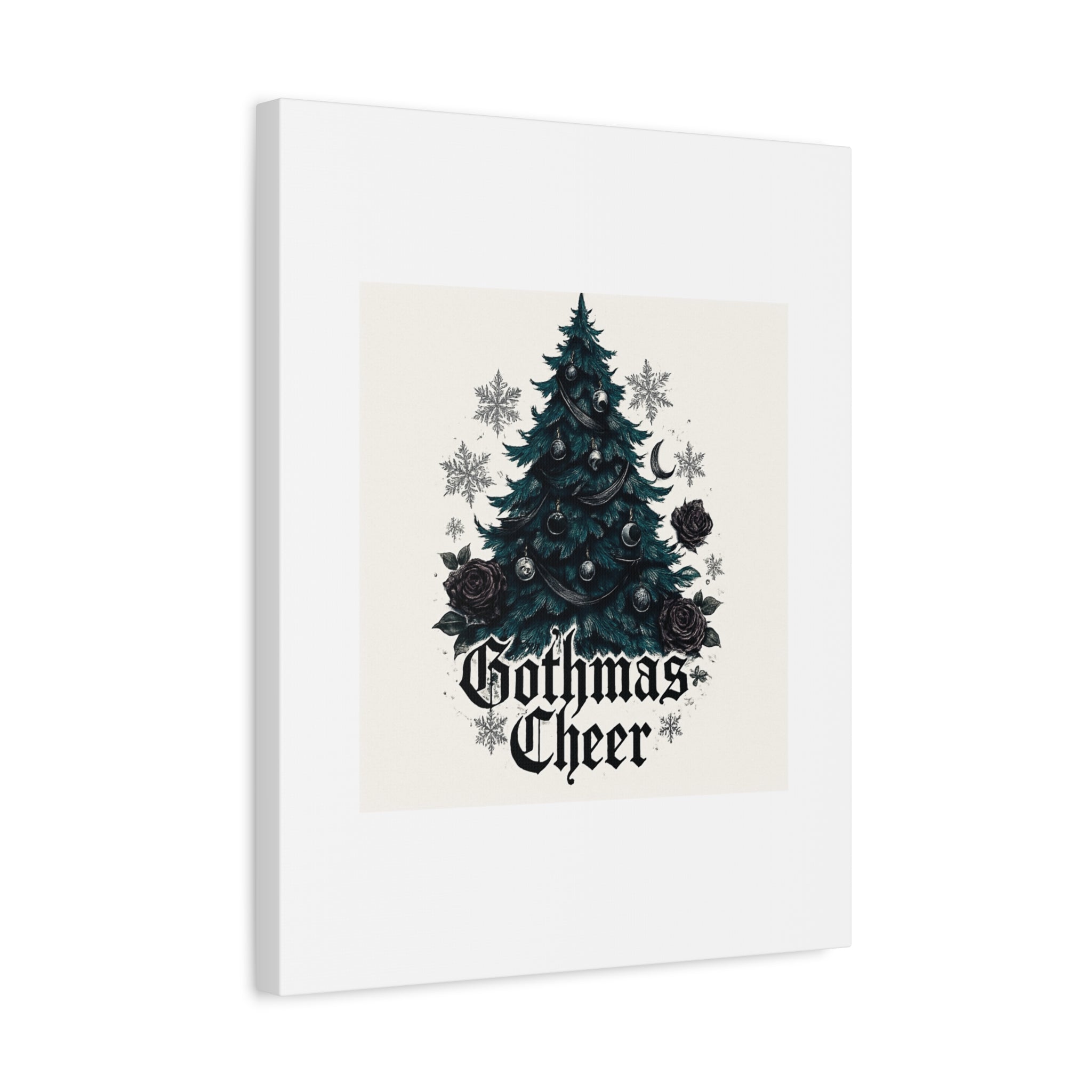 Gothmas Cheer Canvas Art — Gothic Christmas Tree Wall Decor