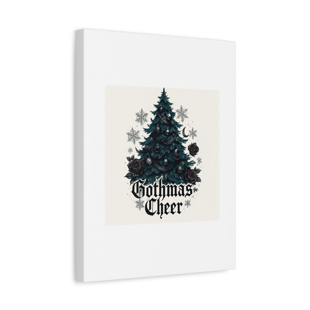 Gothmas Cheer Canvas Art — Gothic Christmas Tree Wall Decor