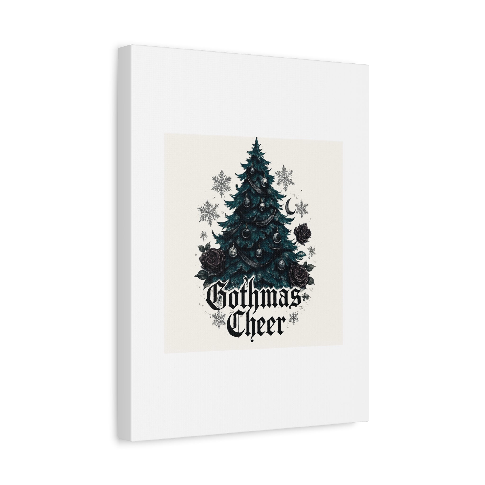Gothmas Cheer Canvas Art — Gothic Christmas Tree Wall Decor
