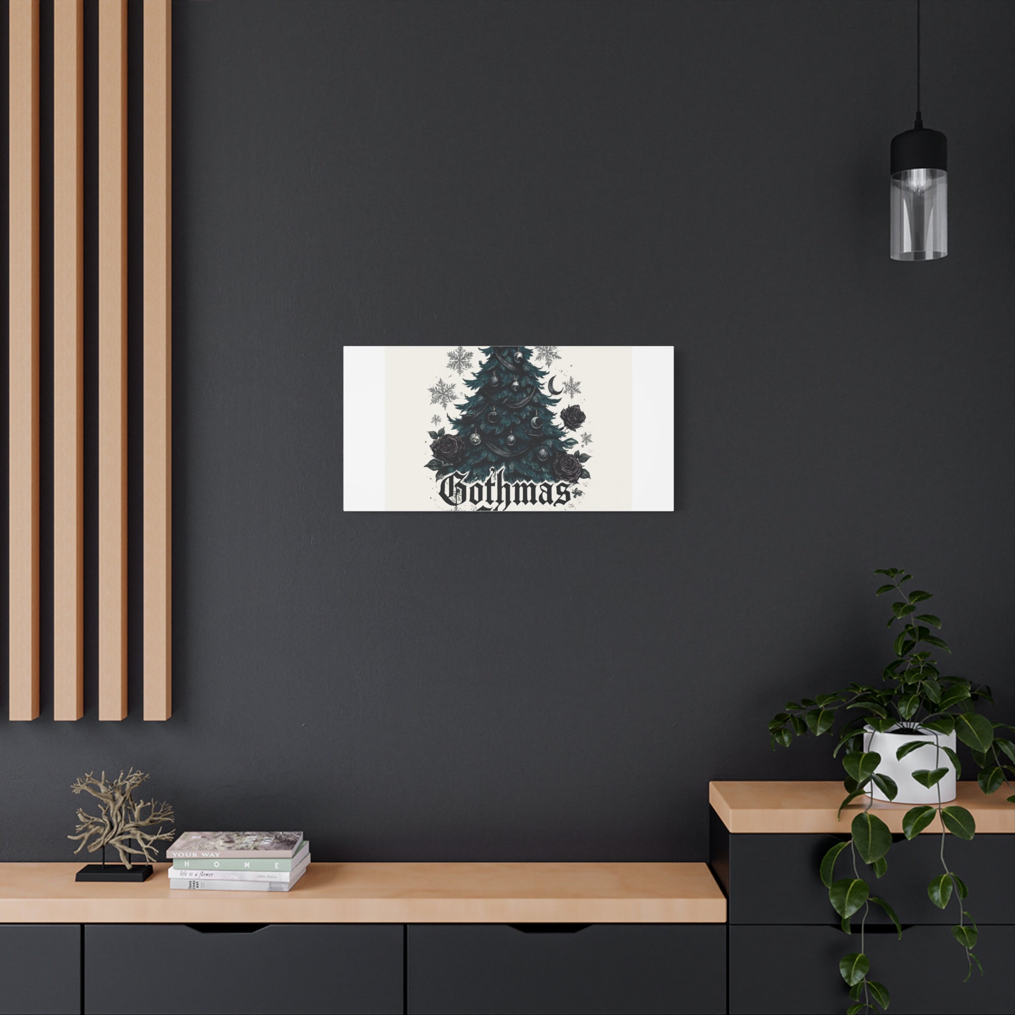 Gothmas Cheer Canvas Art — Gothic Christmas Tree Wall Decor