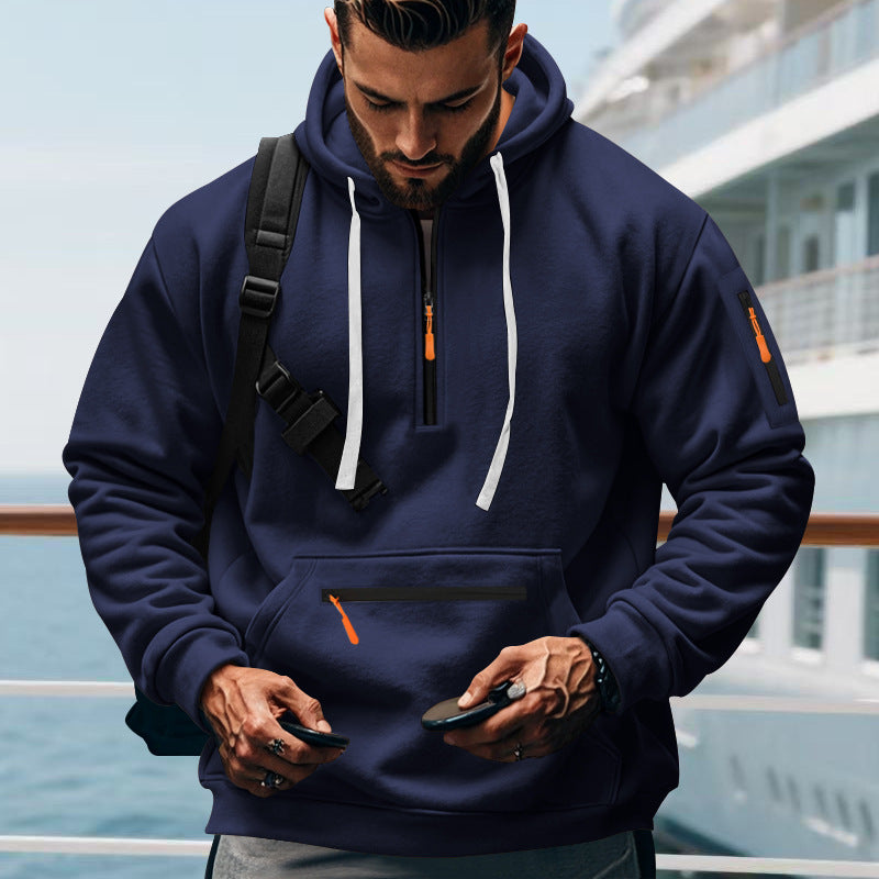 Casual Men's Sports Cargo Hoodie Regular Sleeve
