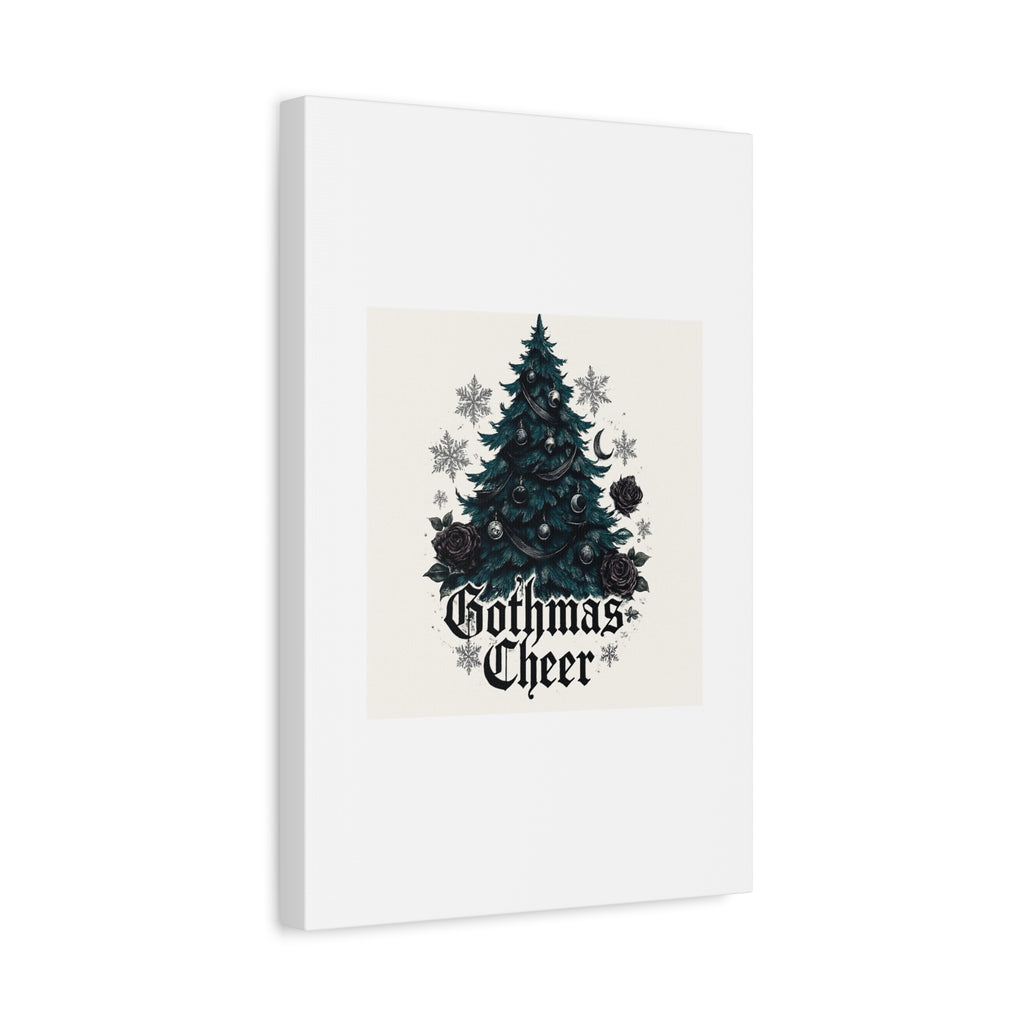 Gothmas Cheer Canvas Art — Gothic Christmas Tree Wall Decor