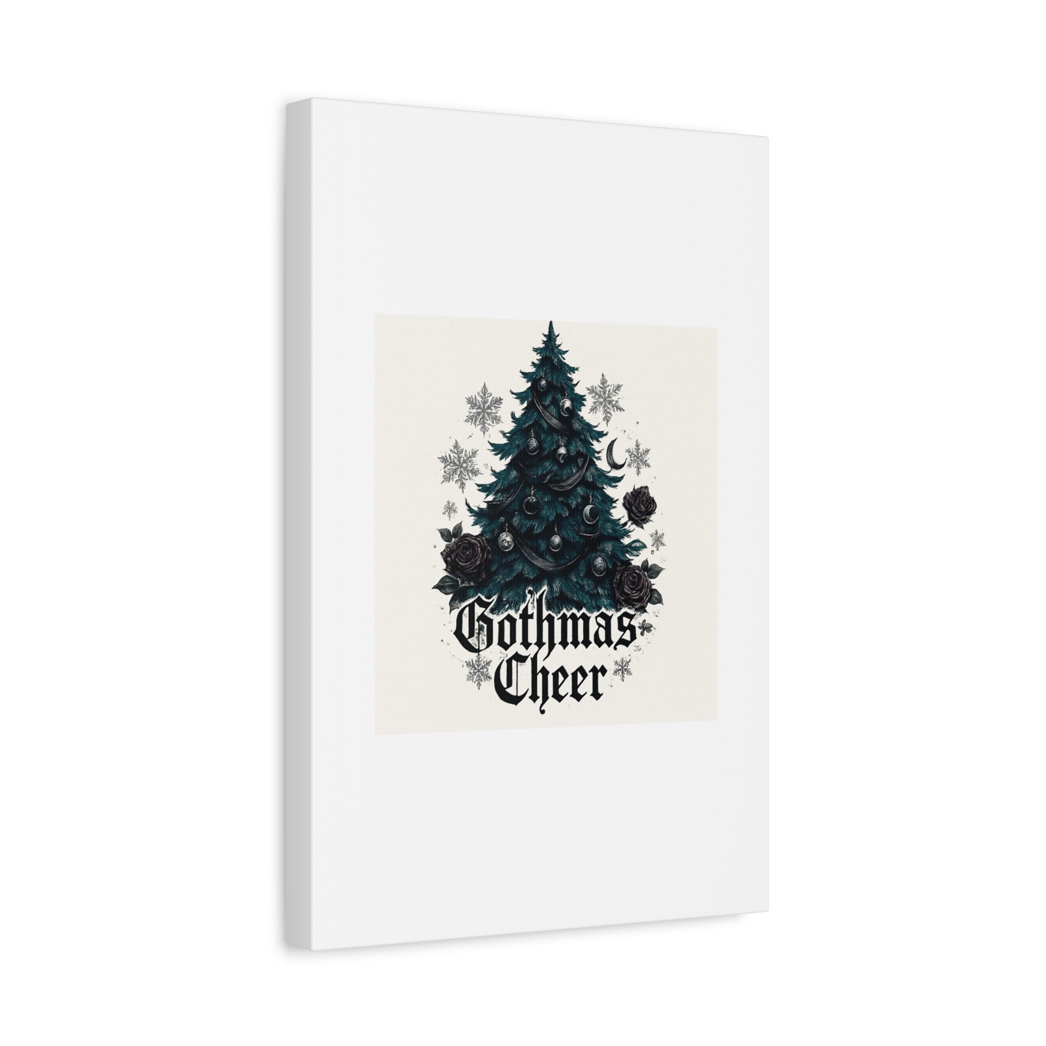 Gothmas Cheer Canvas Art — Gothic Christmas Tree Wall Decor