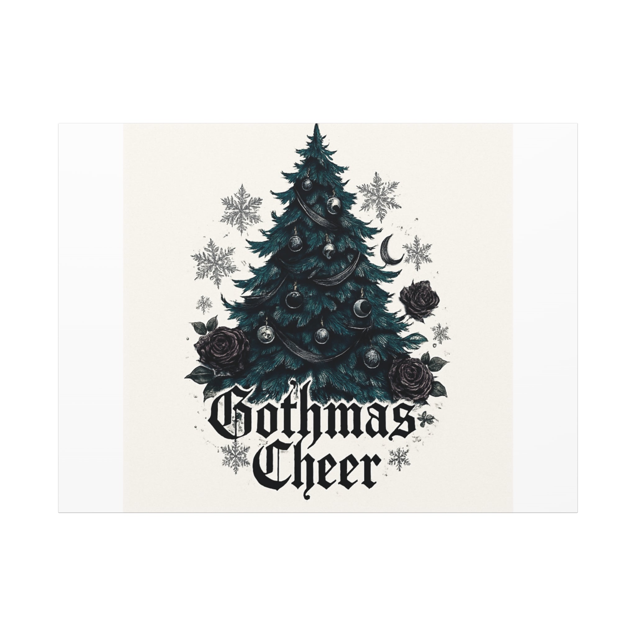 Gothmas Cheer Canvas Art — Gothic Christmas Tree Wall Decor