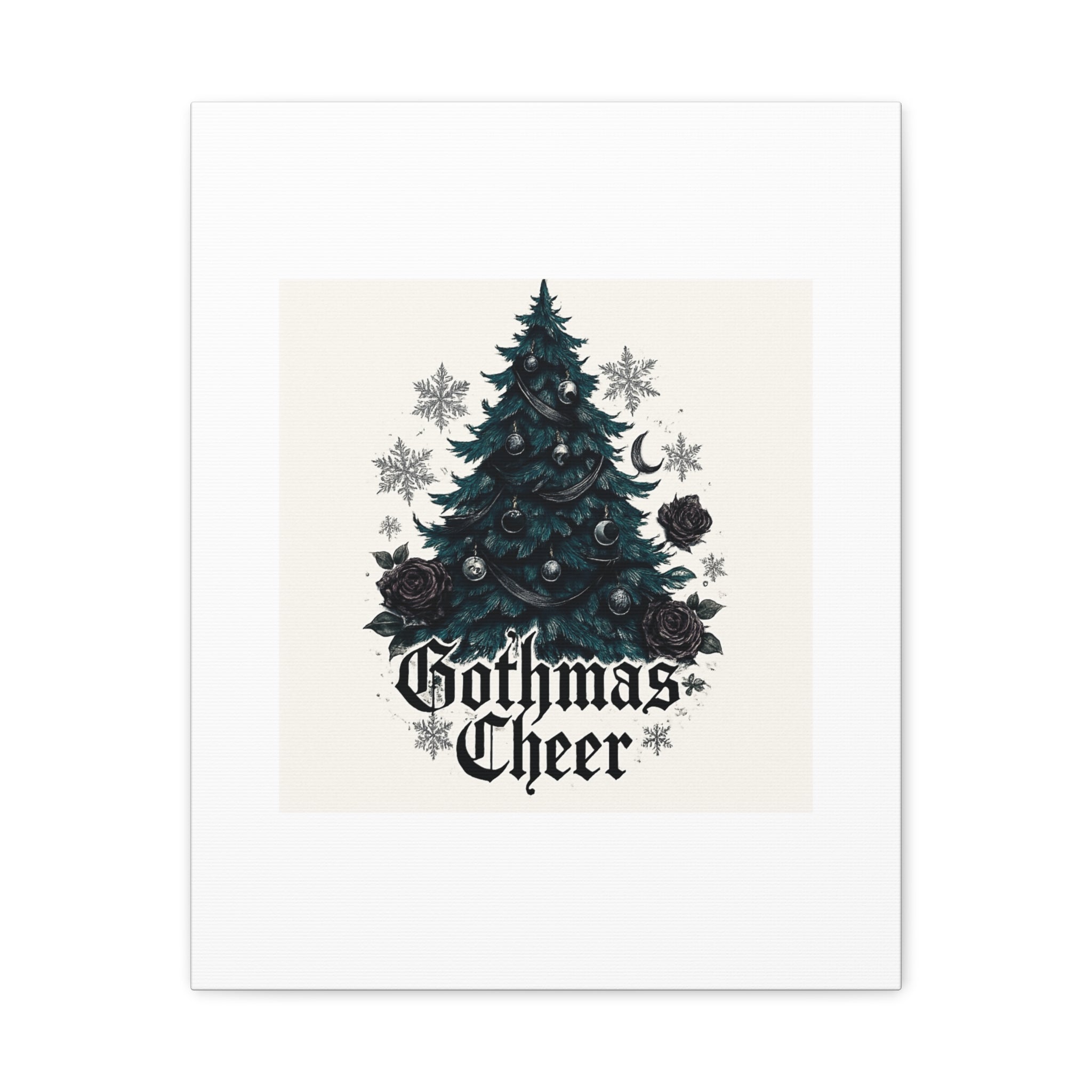 Gothmas Cheer Canvas Art — Gothic Christmas Tree Wall Decor