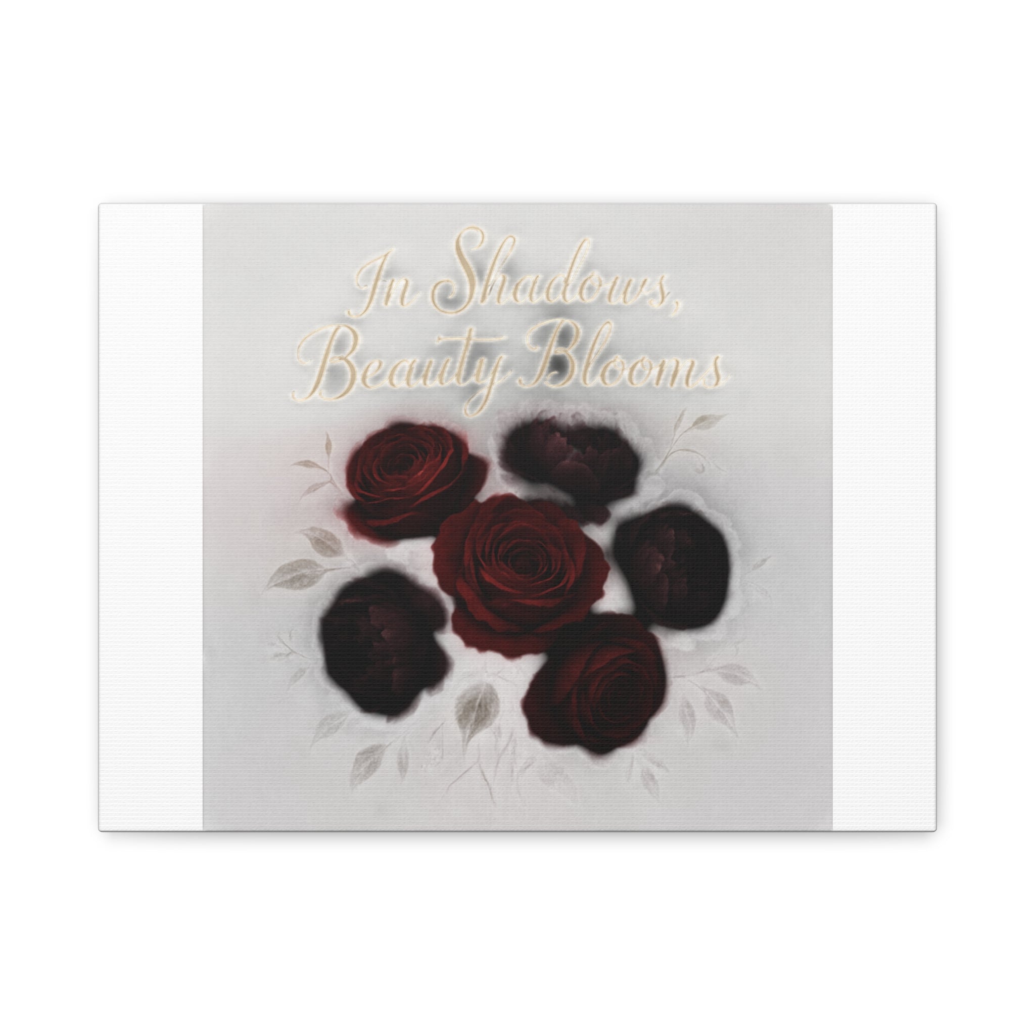 Canvas Wall Art - "In Shadows, Beauty Blooms" Dark Red Roses Stretched 1.25"