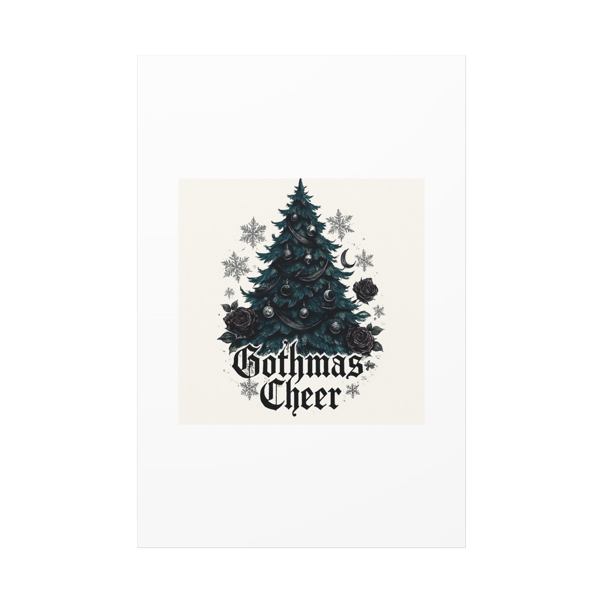 Gothmas Cheer Canvas Art — Gothic Christmas Tree Wall Decor