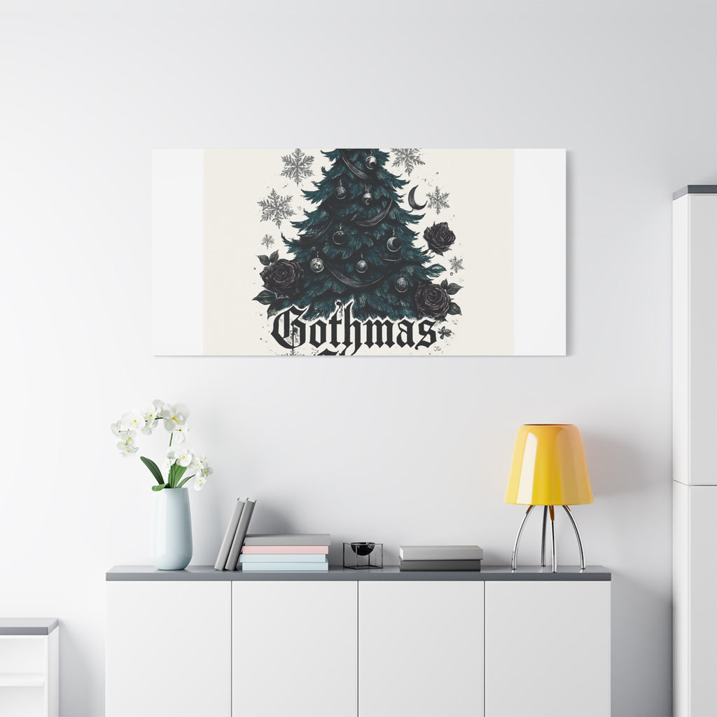Gothmas Cheer Canvas Art — Gothic Christmas Tree Wall Decor