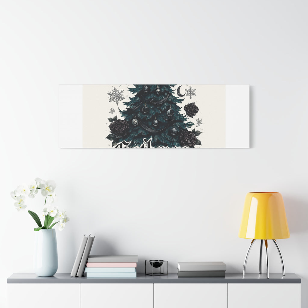 Gothmas Cheer Canvas Art — Gothic Christmas Tree Wall Decor