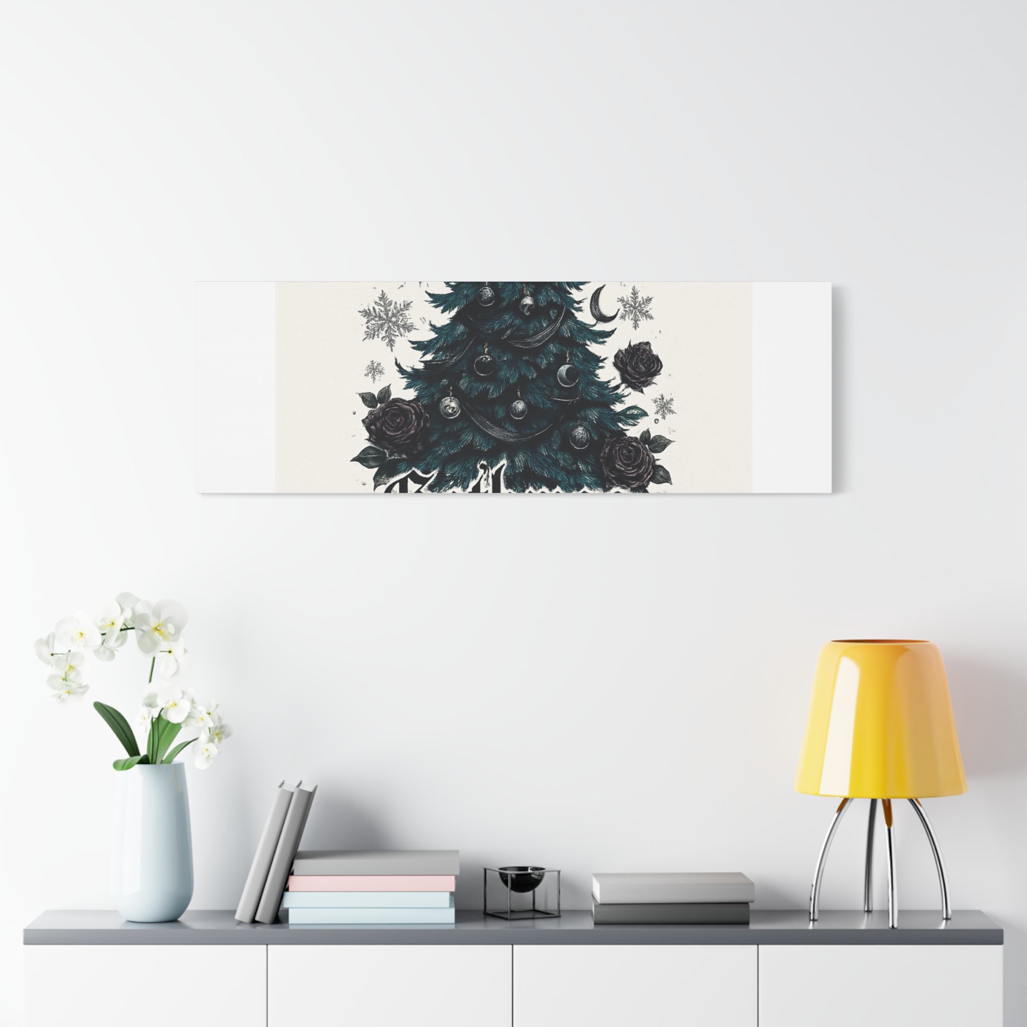 Gothmas Cheer Canvas Art — Gothic Christmas Tree Wall Decor