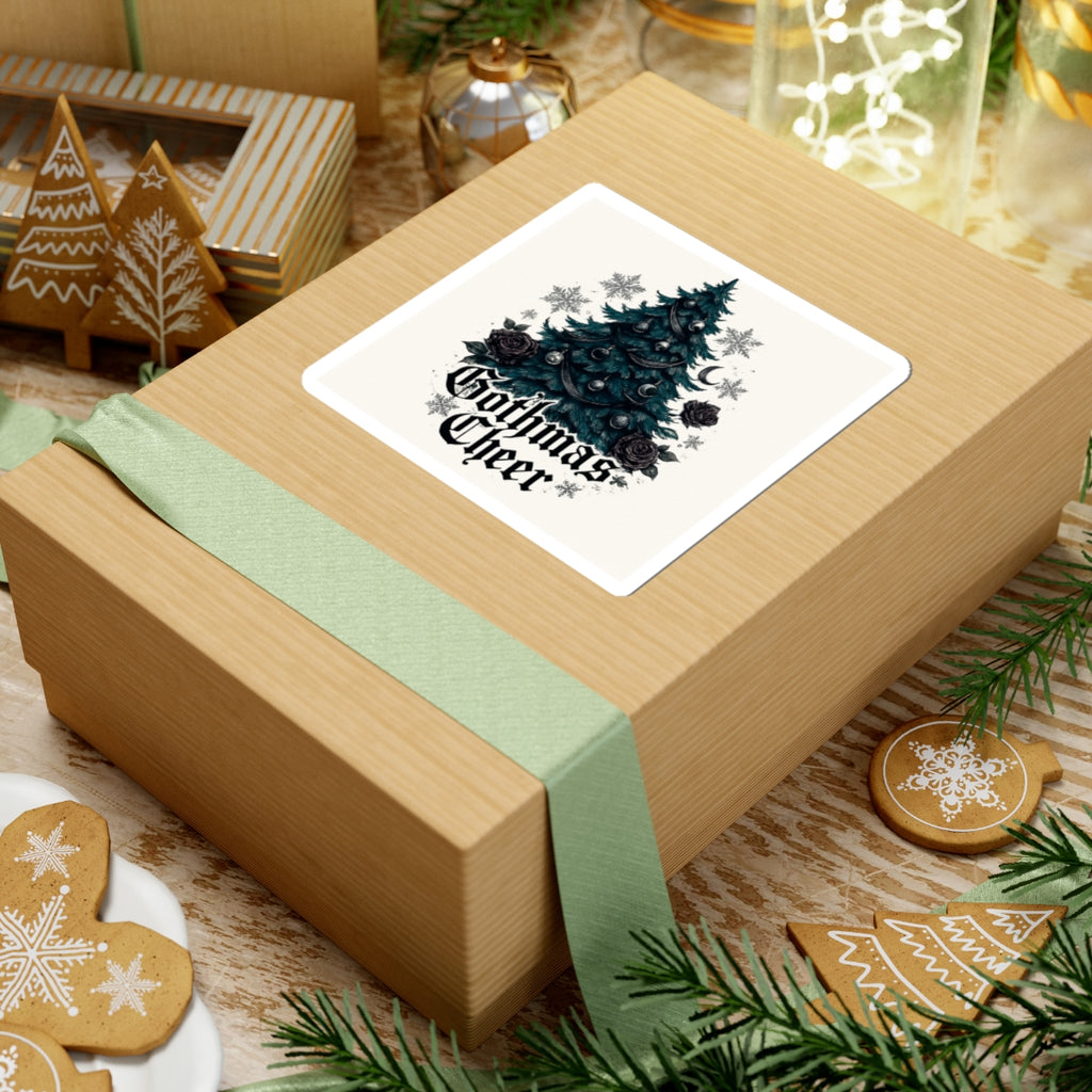 Gothmas Cheer Sticker — Gothic Christmas Tree Kiss-Cut Sticker