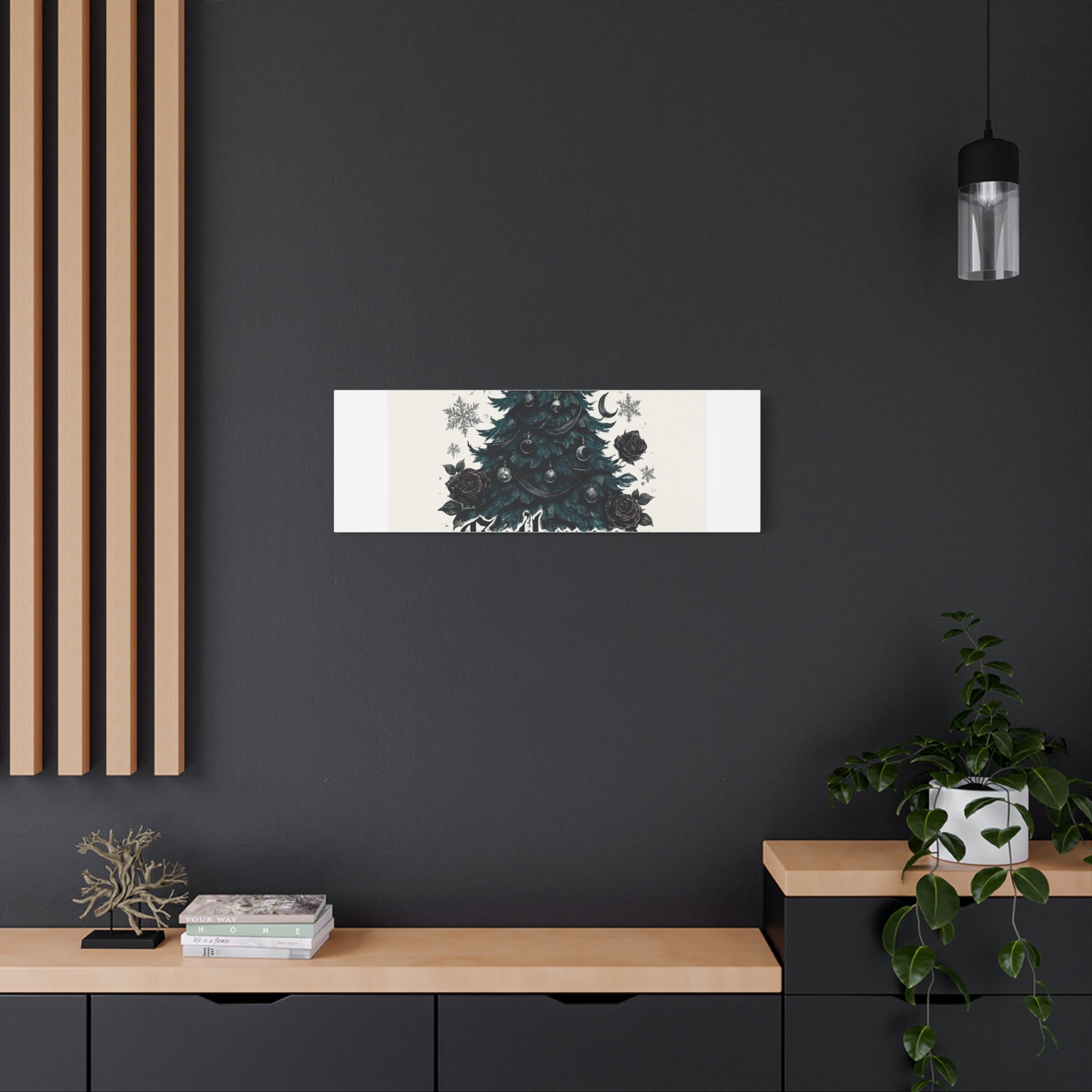 Gothmas Cheer Canvas Art — Gothic Christmas Tree Wall Decor
