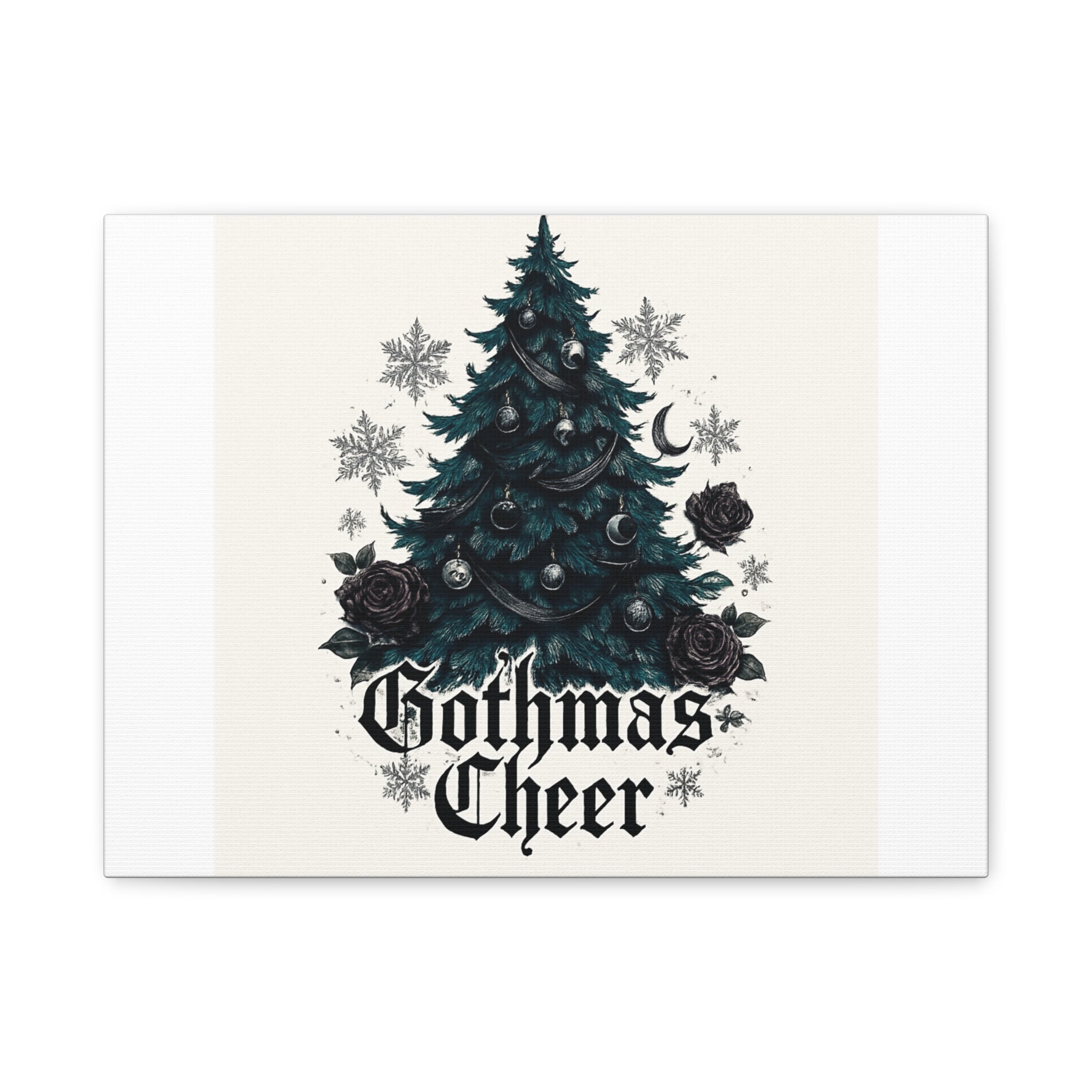 Gothmas Cheer Canvas Art — Gothic Christmas Tree Wall Decor