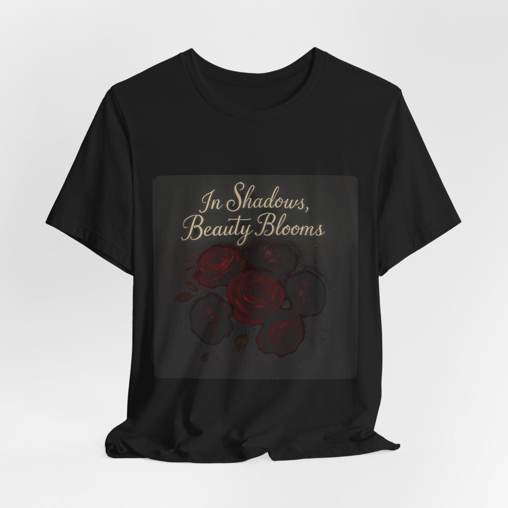 Floral Remembrance Tee — 'In Shadow, Bravery Grows' Short Sleeve Shirt
