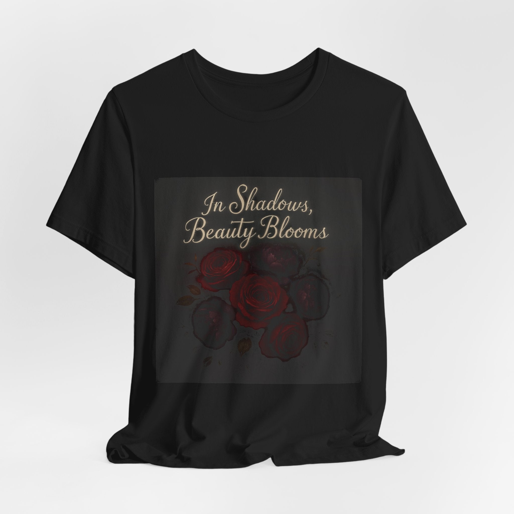 Floral Remembrance Tee — 'In Shadow, Bravery Grows' Short Sleeve Shirt