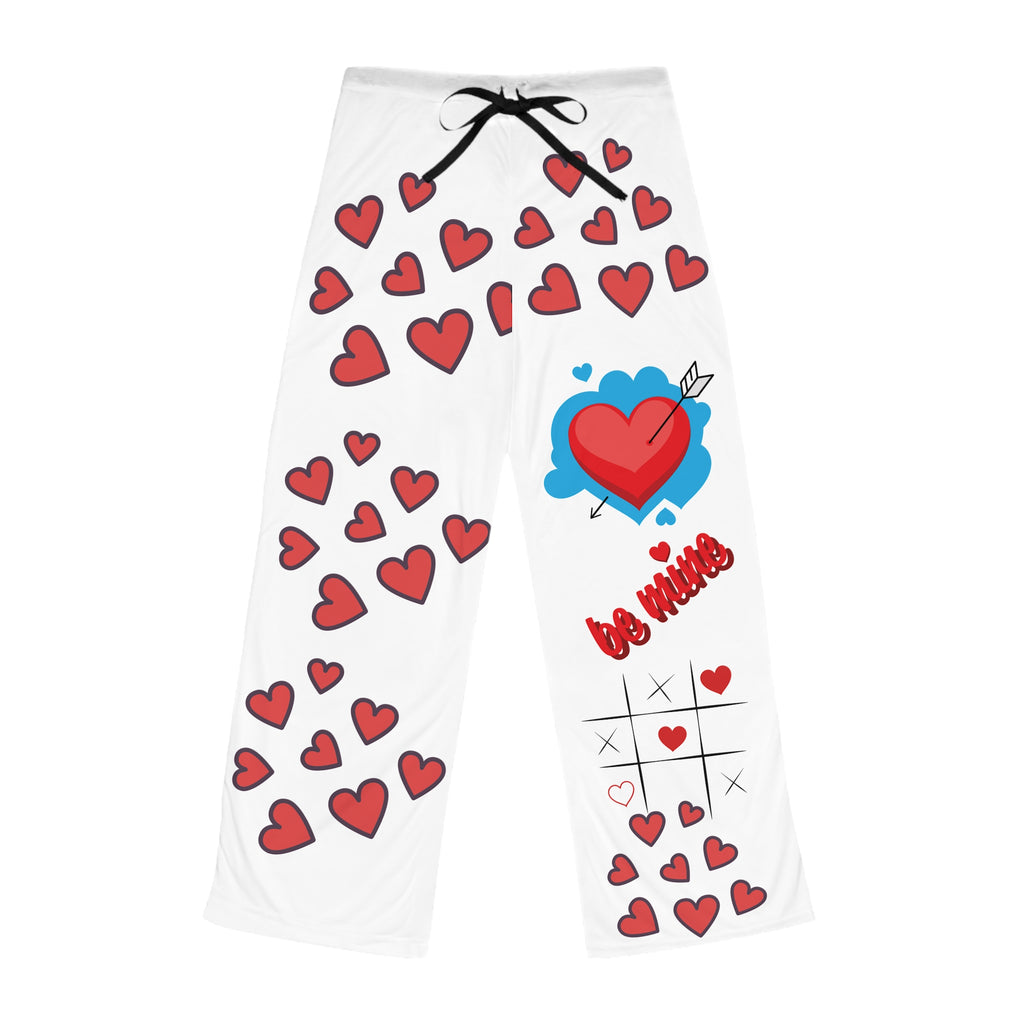 Valentine Heart Tic-Tac-Toe Women's Pajama Pants — 'Be Mine' All-Over Print