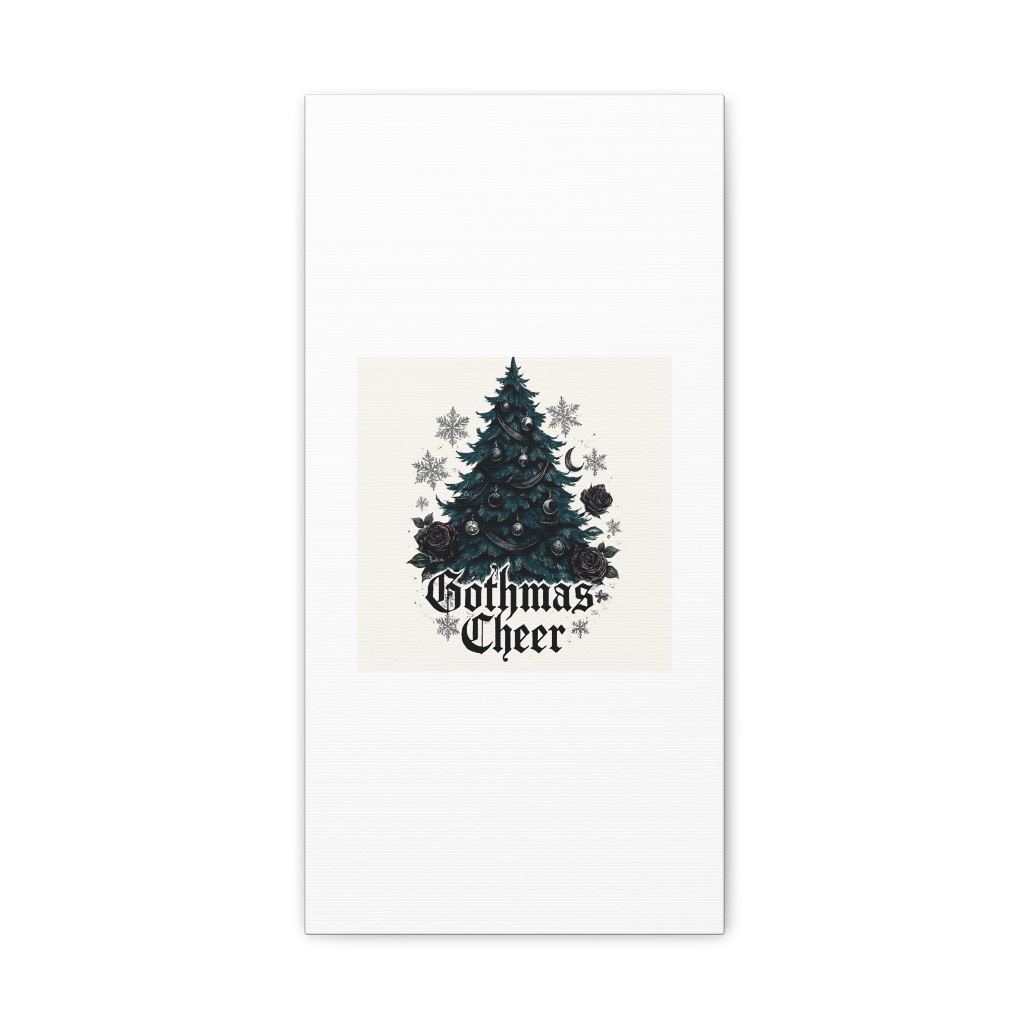 Gothmas Cheer Canvas Art — Gothic Christmas Tree Wall Decor