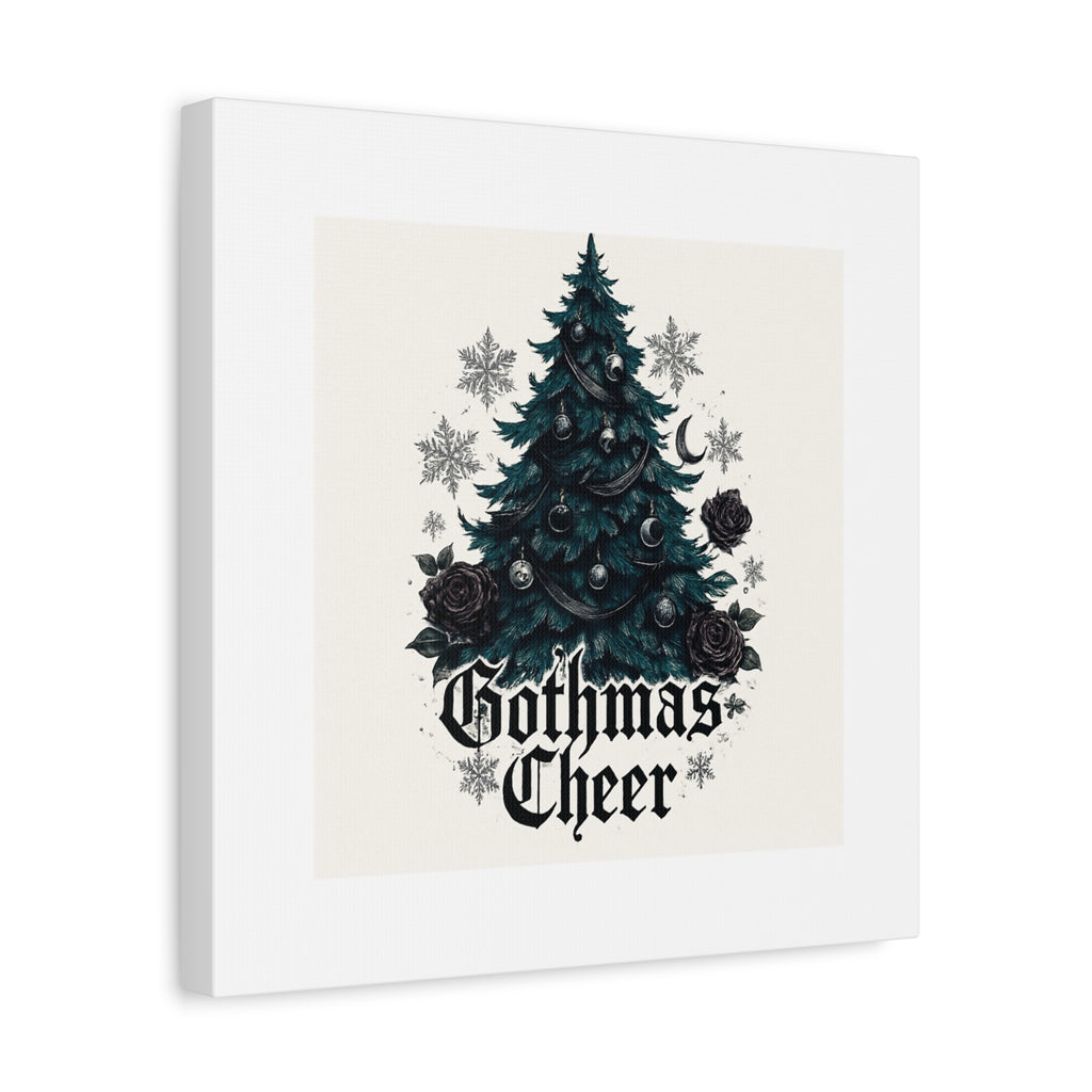 Gothmas Cheer Canvas Art — Gothic Christmas Tree Wall Decor