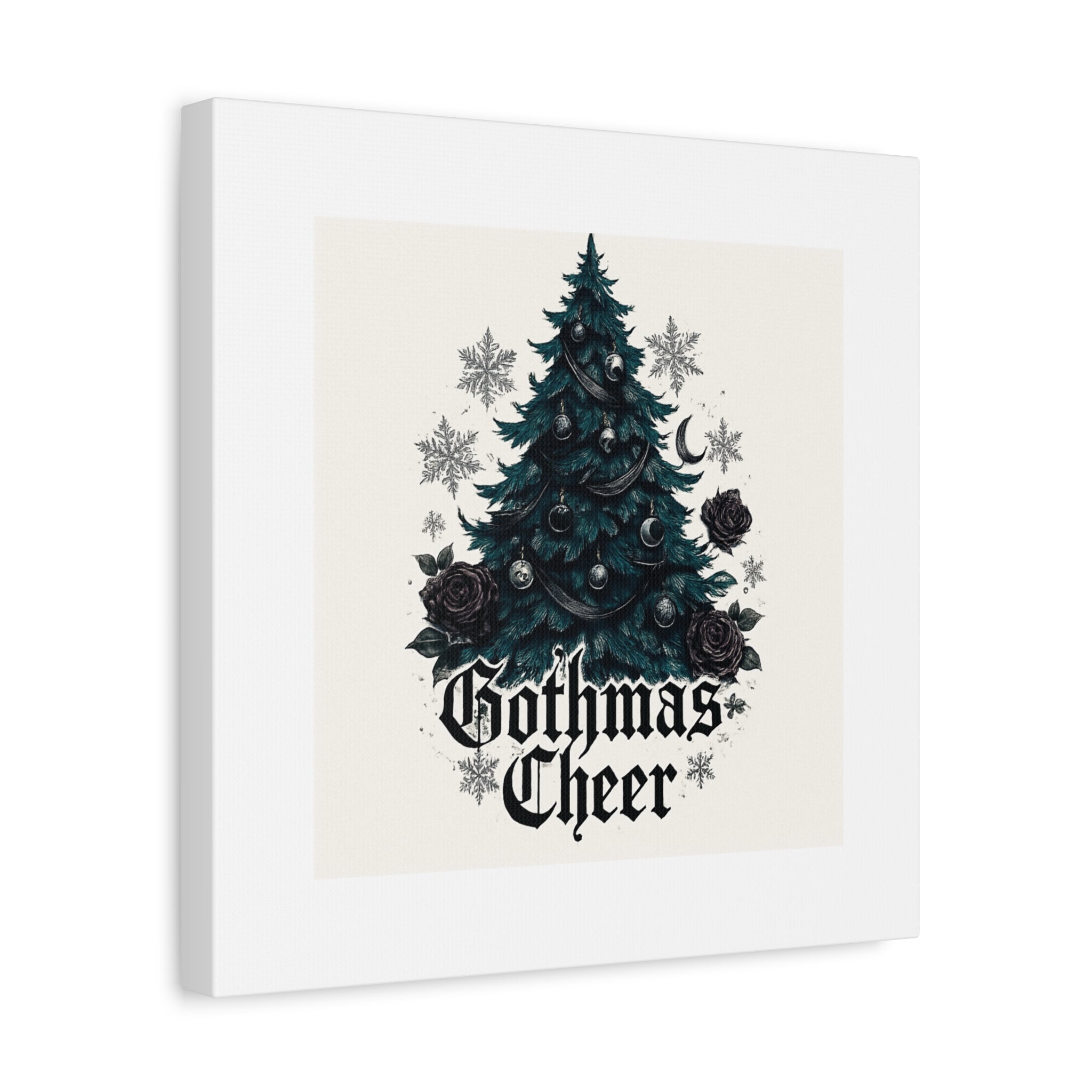 Gothmas Cheer Canvas Art — Gothic Christmas Tree Wall Decor