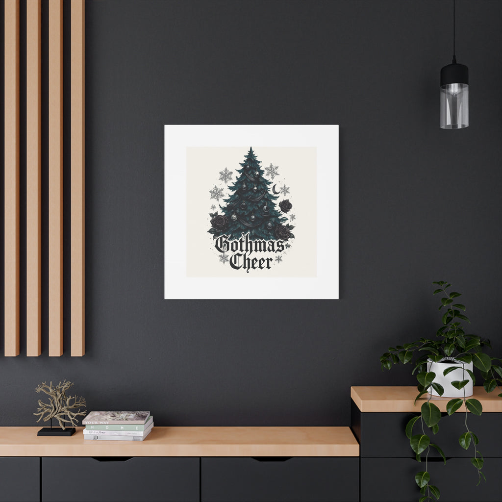 Gothmas Cheer Canvas Art — Gothic Christmas Tree Wall Decor