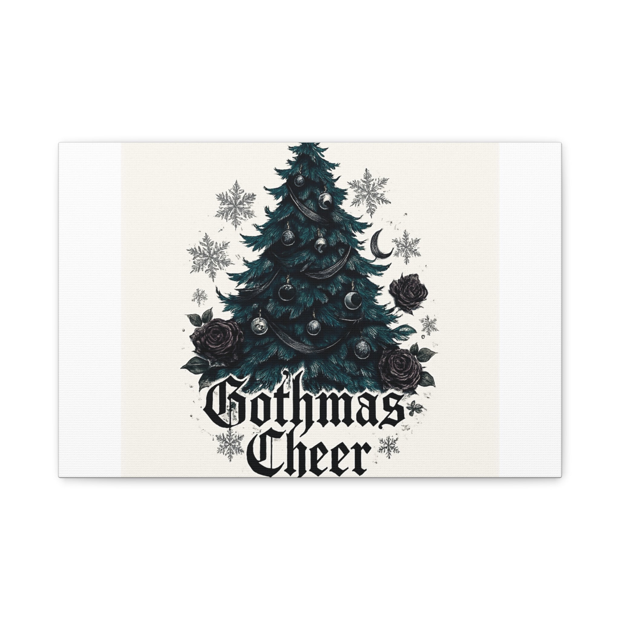 Gothmas Cheer Canvas Art — Gothic Christmas Tree Wall Decor