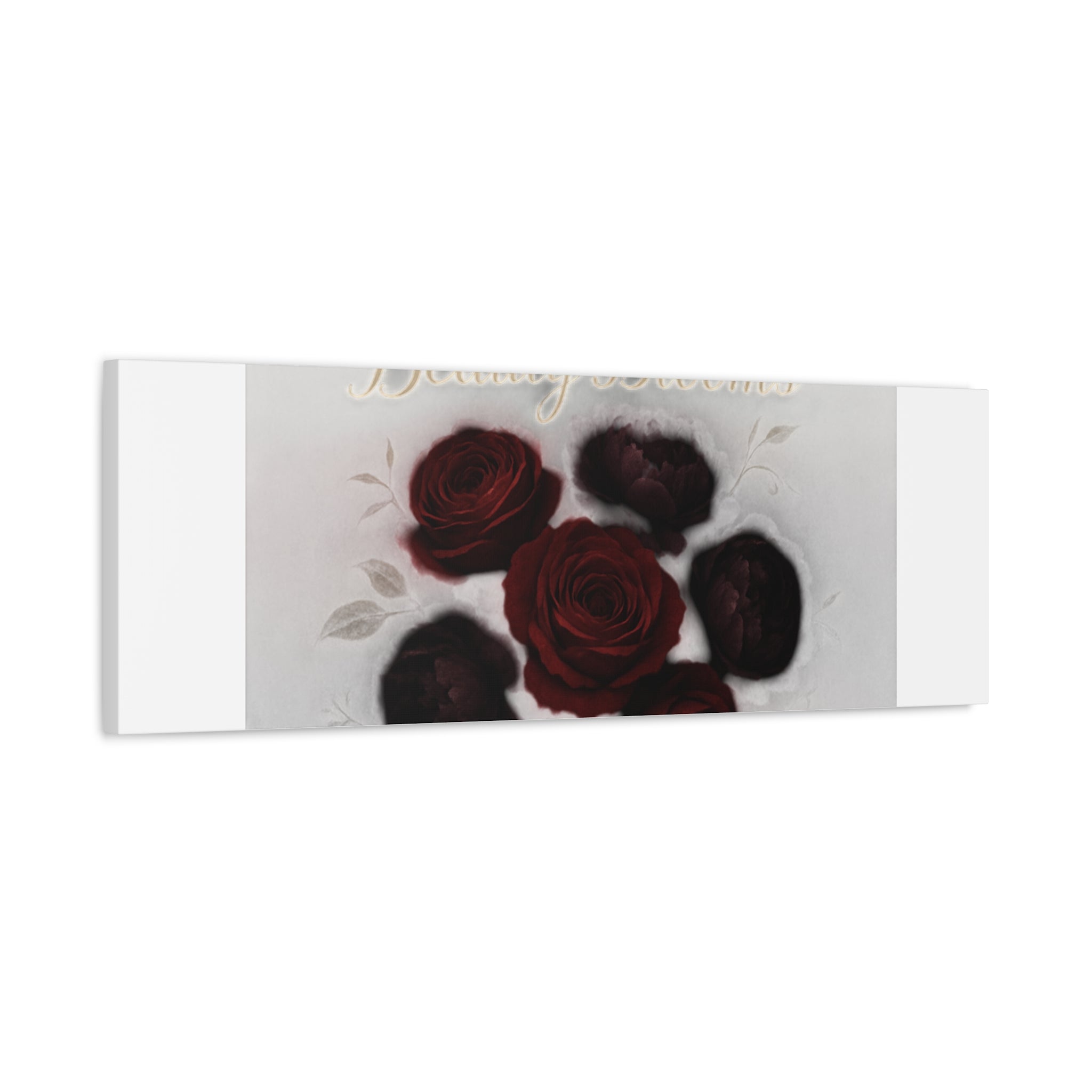 Canvas Wall Art - "In Shadows, Beauty Blooms" Dark Red Roses Stretched 1.25"