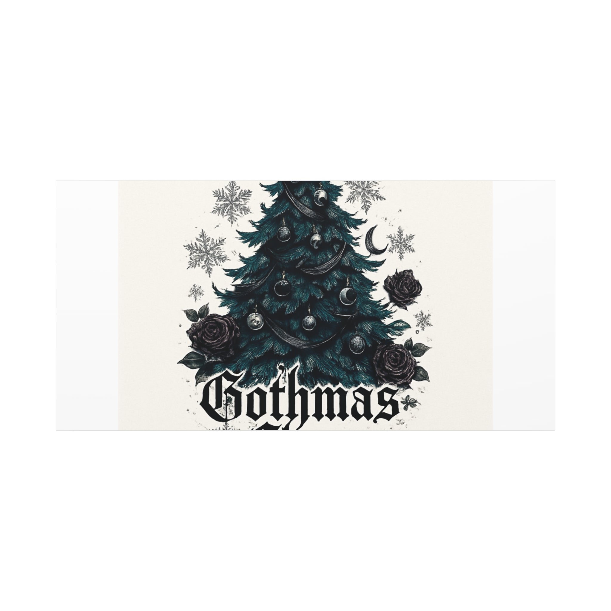 Gothmas Cheer Canvas Art — Gothic Christmas Tree Wall Decor