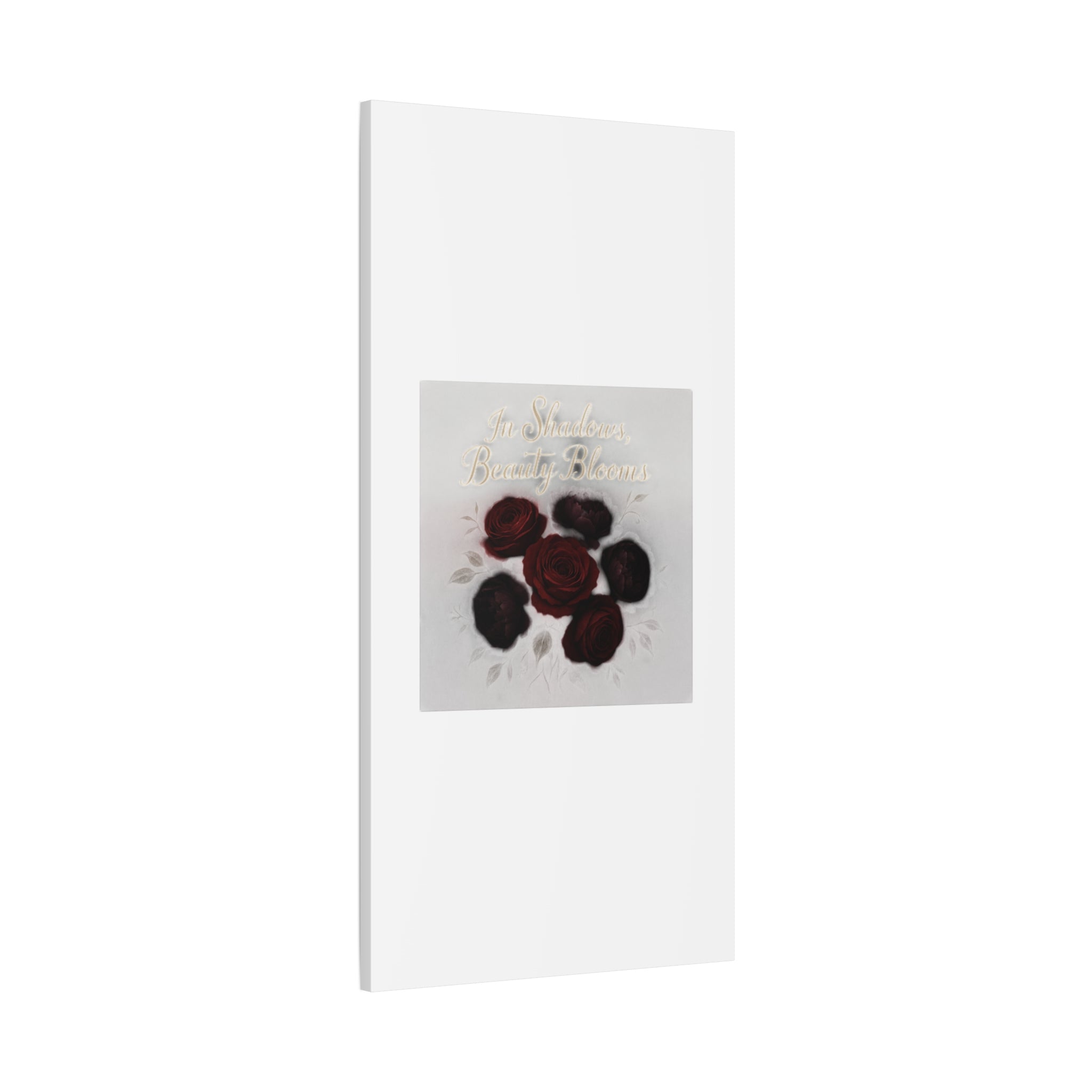 Canvas Wall Art - "In Shadows, Beauty Blooms" Dark Red Roses Stretched 1.25"