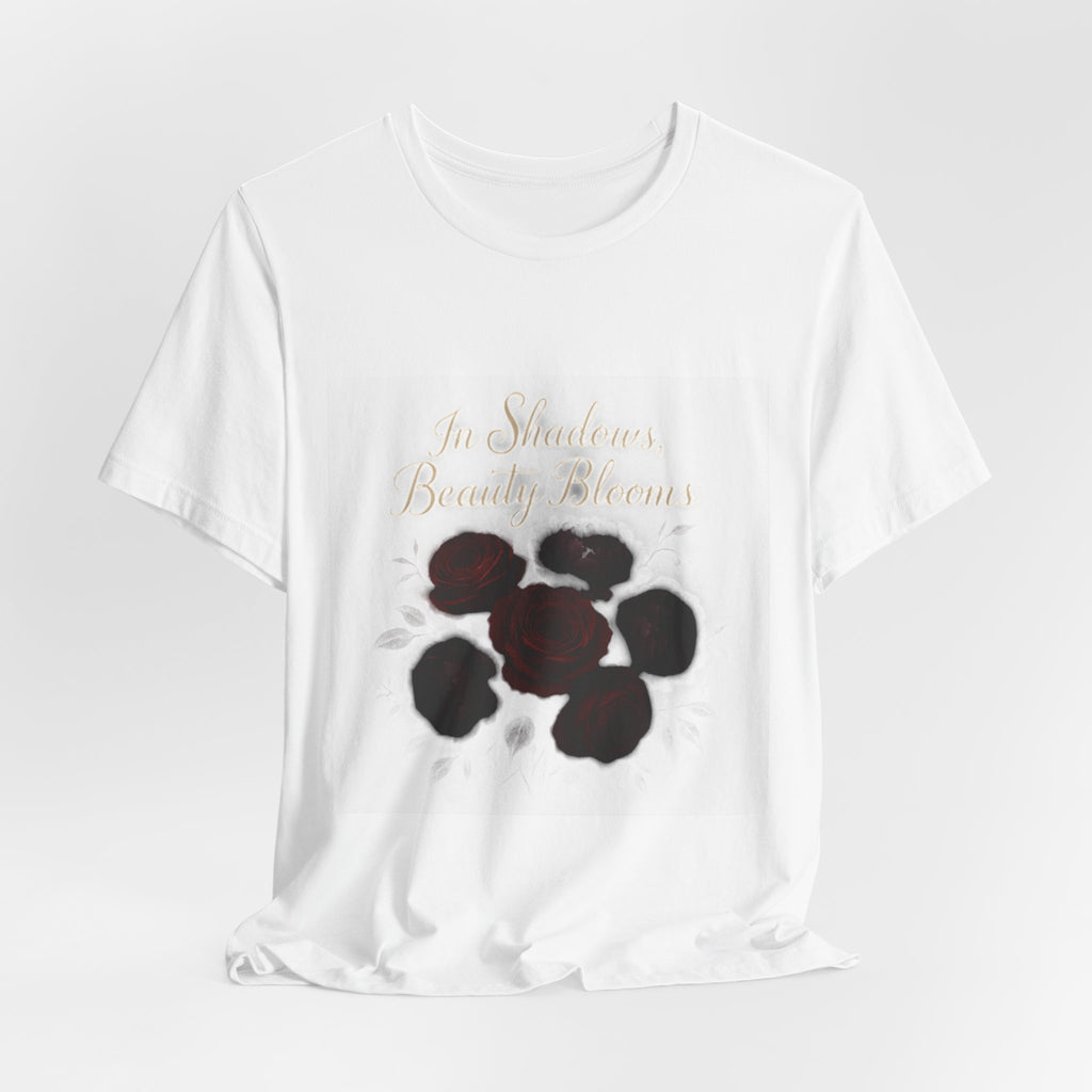Floral Remembrance Tee — 'In Shadow, Bravery Grows' Short Sleeve Shirt
