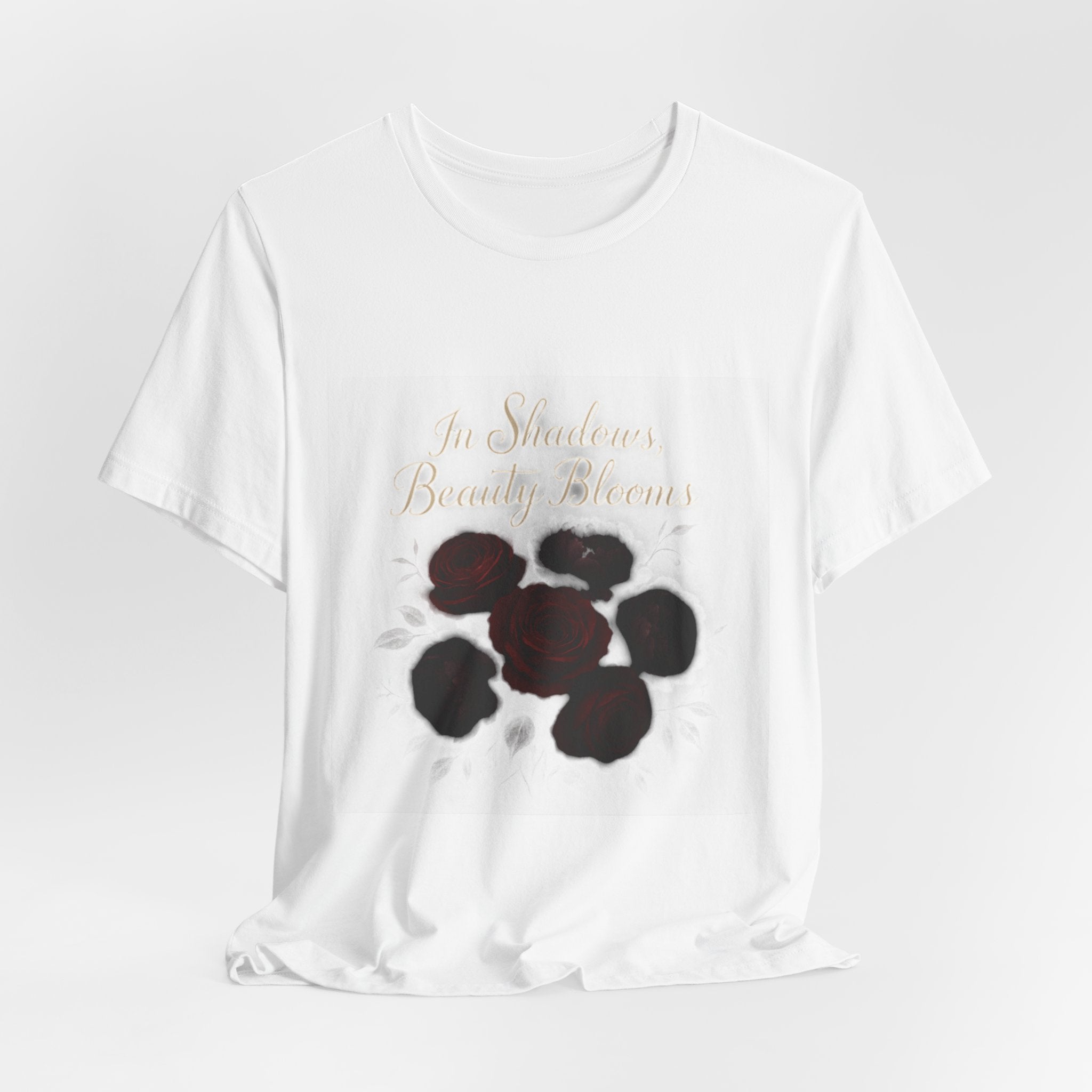 Floral Remembrance Tee — 'In Shadow, Bravery Grows' Short Sleeve Shirt
