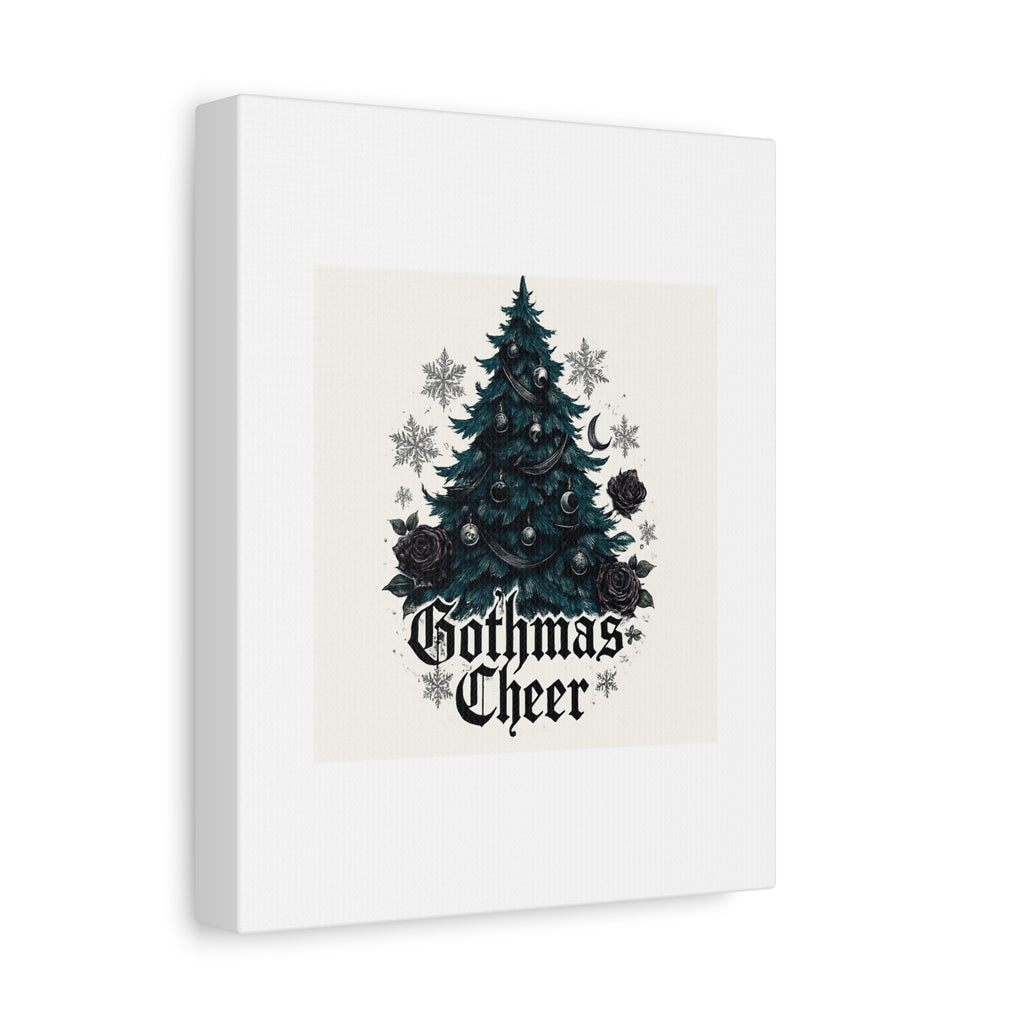 Gothmas Cheer Canvas Art — Gothic Christmas Tree Wall Decor