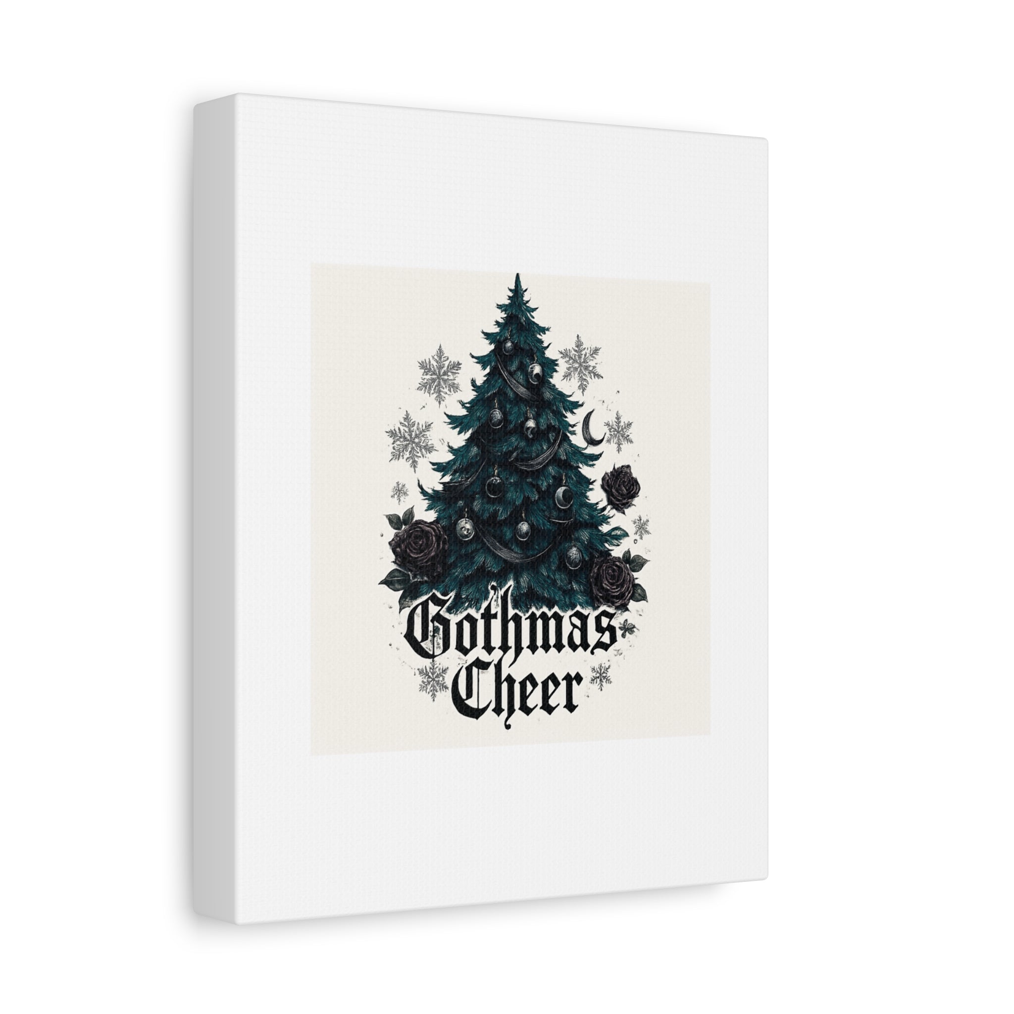 Gothmas Cheer Canvas Art — Gothic Christmas Tree Wall Decor