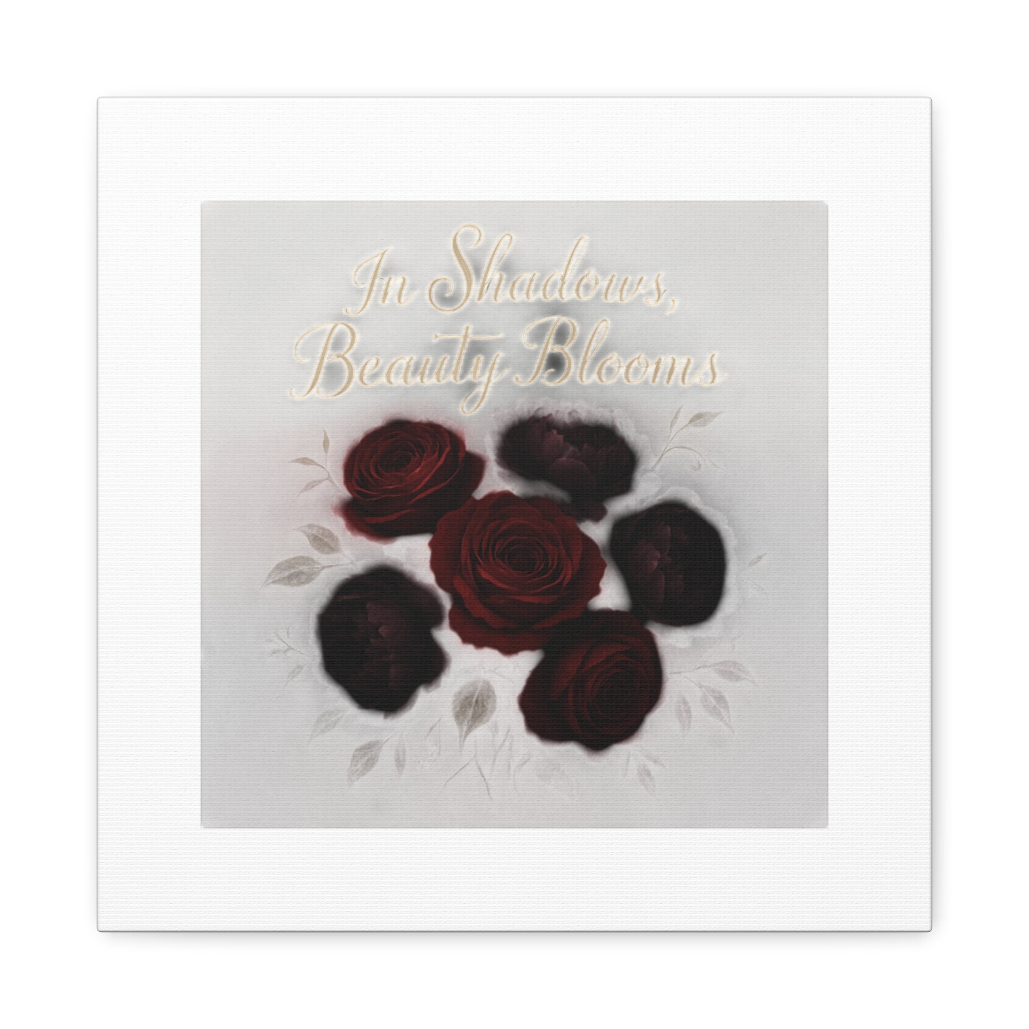 Canvas Wall Art - "In Shadows, Beauty Blooms" Dark Red Roses Stretched 1.25"