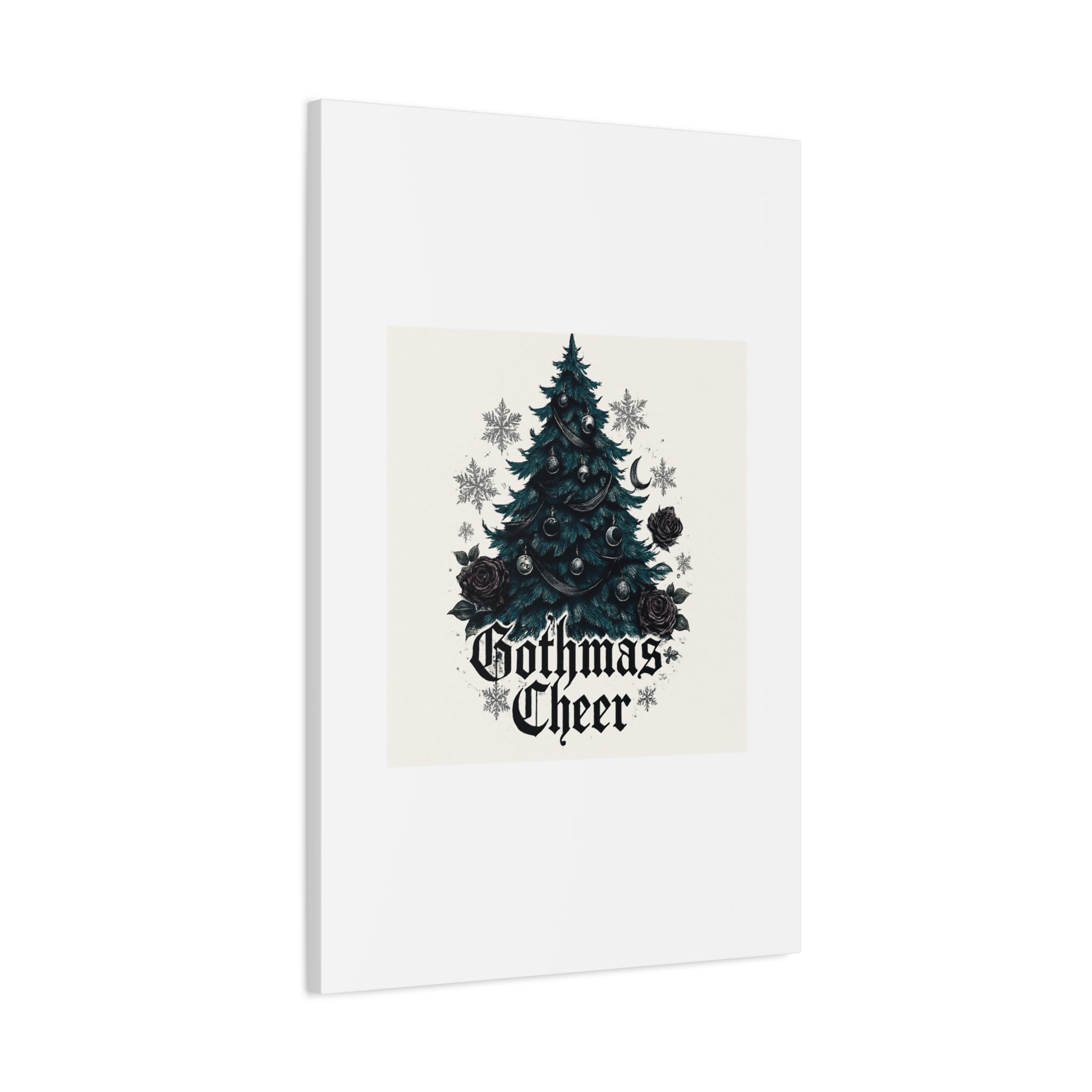 Gothmas Cheer Canvas Art — Gothic Christmas Tree Wall Decor
