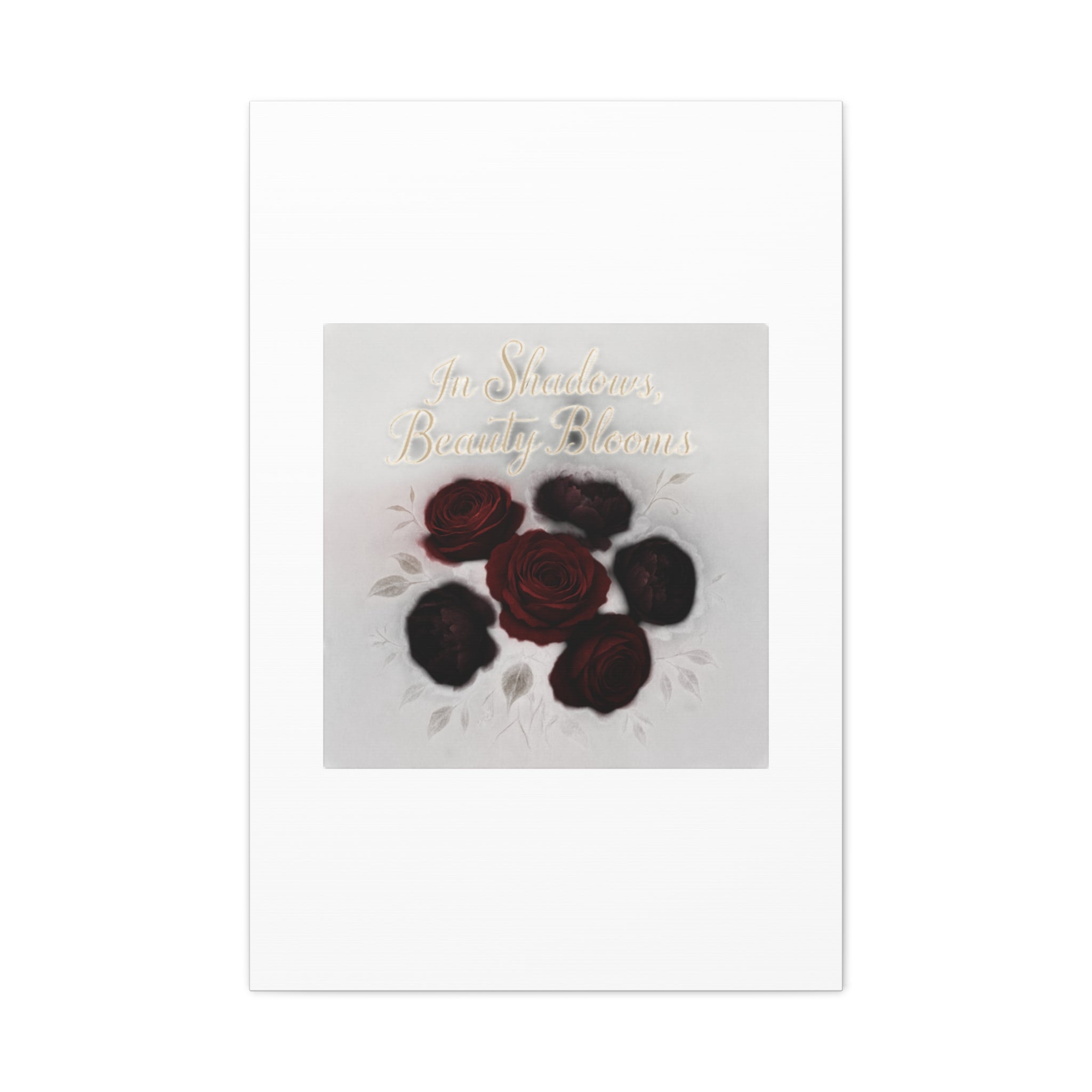Canvas Wall Art - "In Shadows, Beauty Blooms" Dark Red Roses Stretched 1.25"