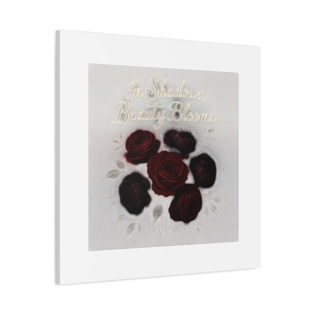 Canvas Wall Art - "In Shadows, Beauty Blooms" Dark Red Roses Stretched 1.25"