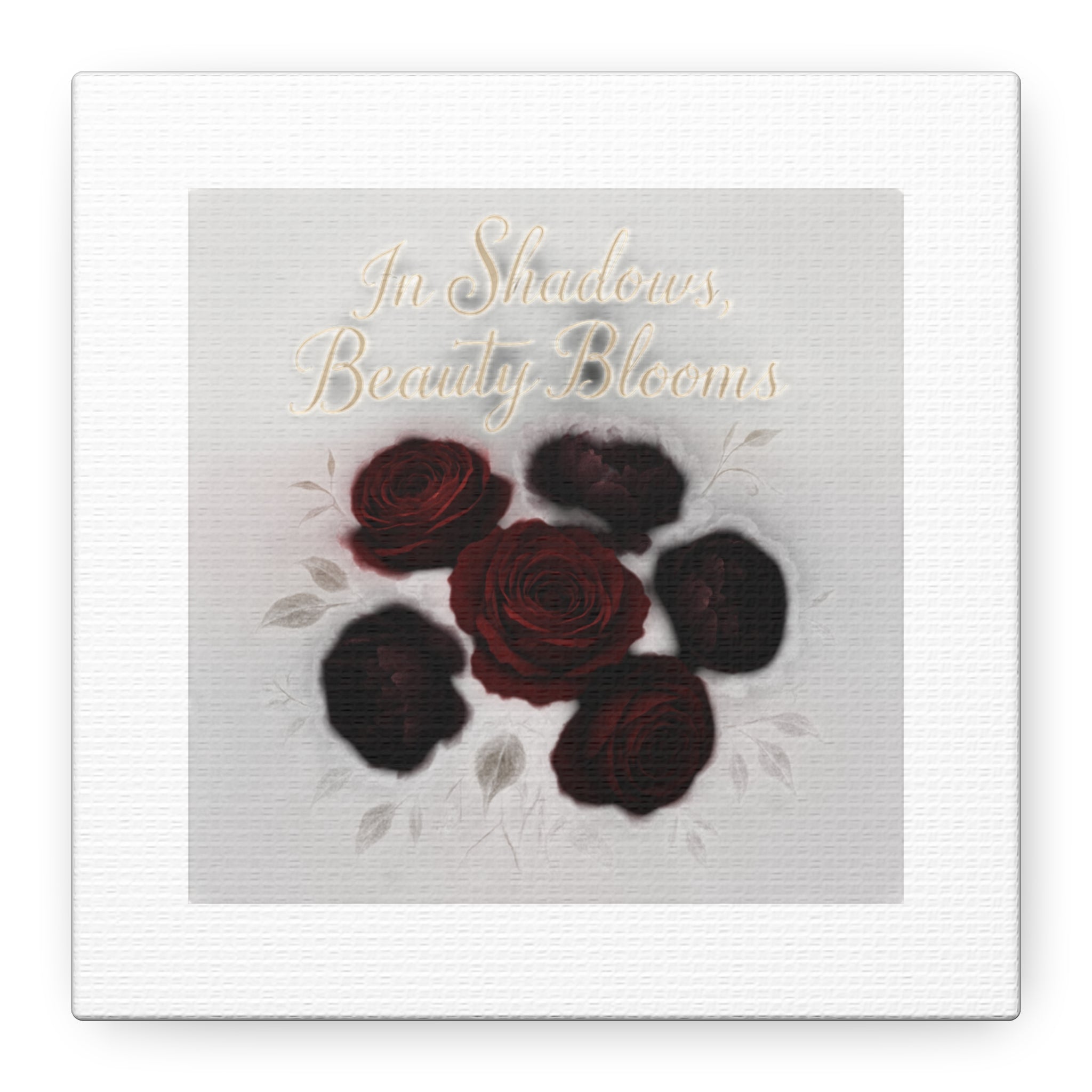 Canvas Wall Art - "In Shadows, Beauty Blooms" Dark Red Roses Stretched 1.25"