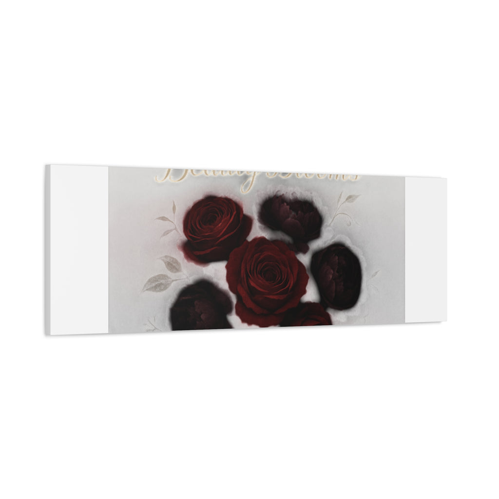 Canvas Wall Art - "In Shadows, Beauty Blooms" Dark Red Roses Stretched 1.25"