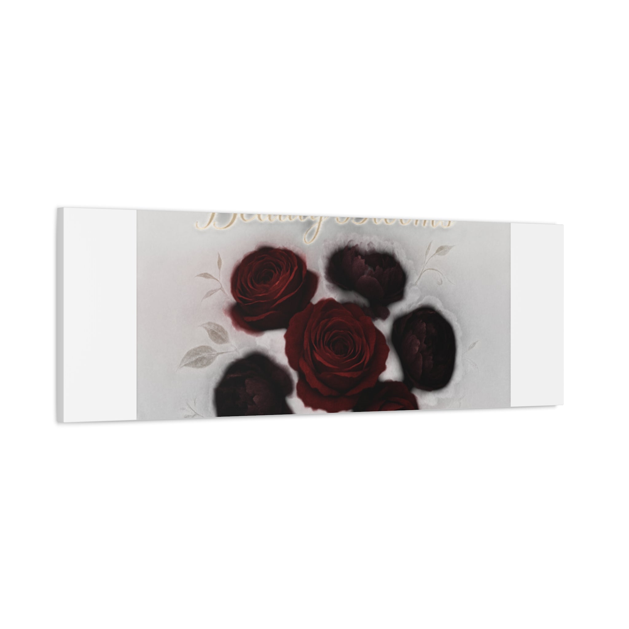 Canvas Wall Art - "In Shadows, Beauty Blooms" Dark Red Roses Stretched 1.25"