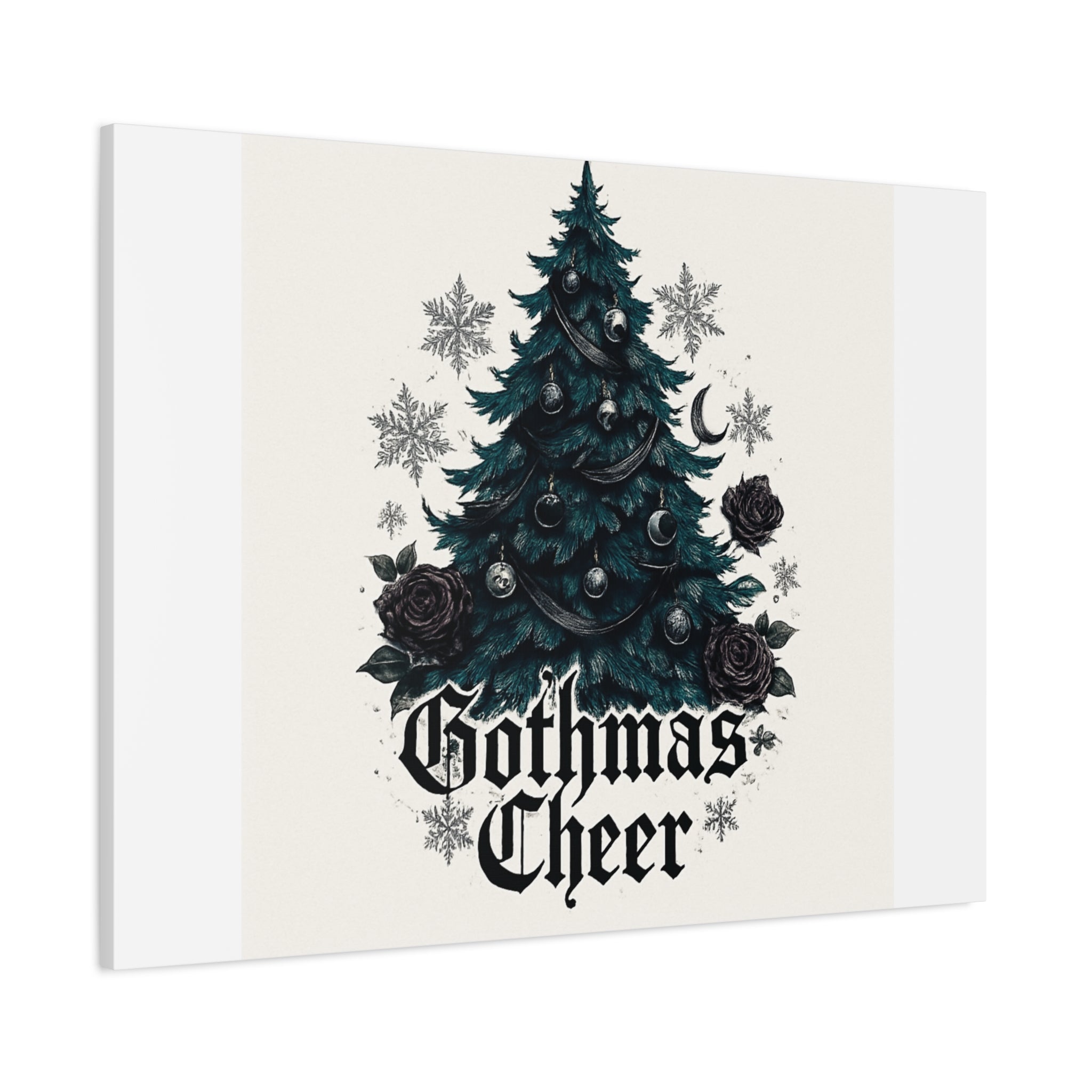 Gothmas Cheer Canvas Art — Gothic Christmas Tree Wall Decor