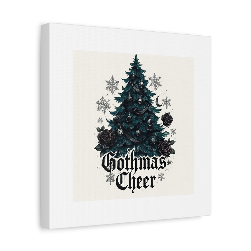 Gothmas Cheer Canvas Art — Gothic Christmas Tree Wall Decor