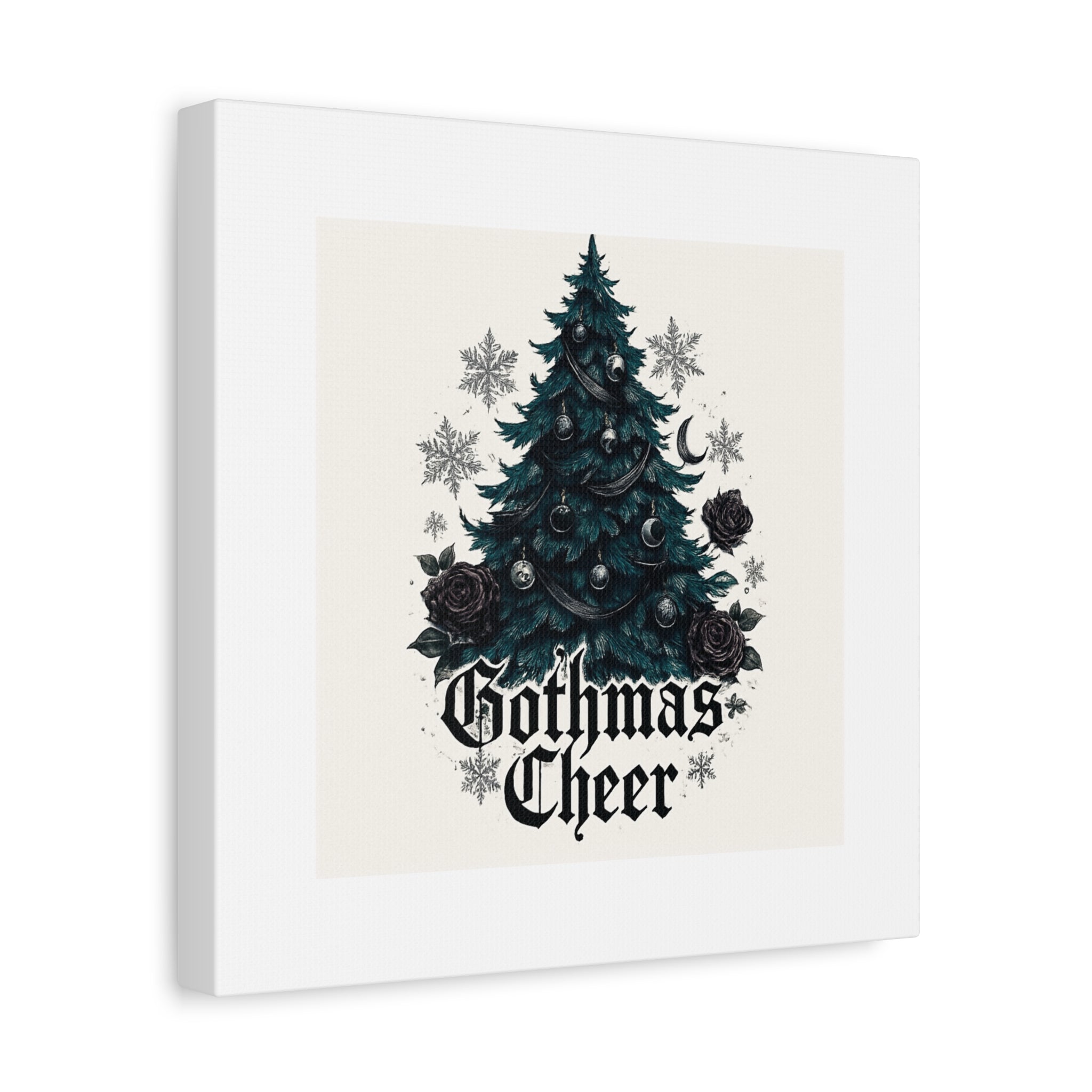 Gothmas Cheer Canvas Art — Gothic Christmas Tree Wall Decor