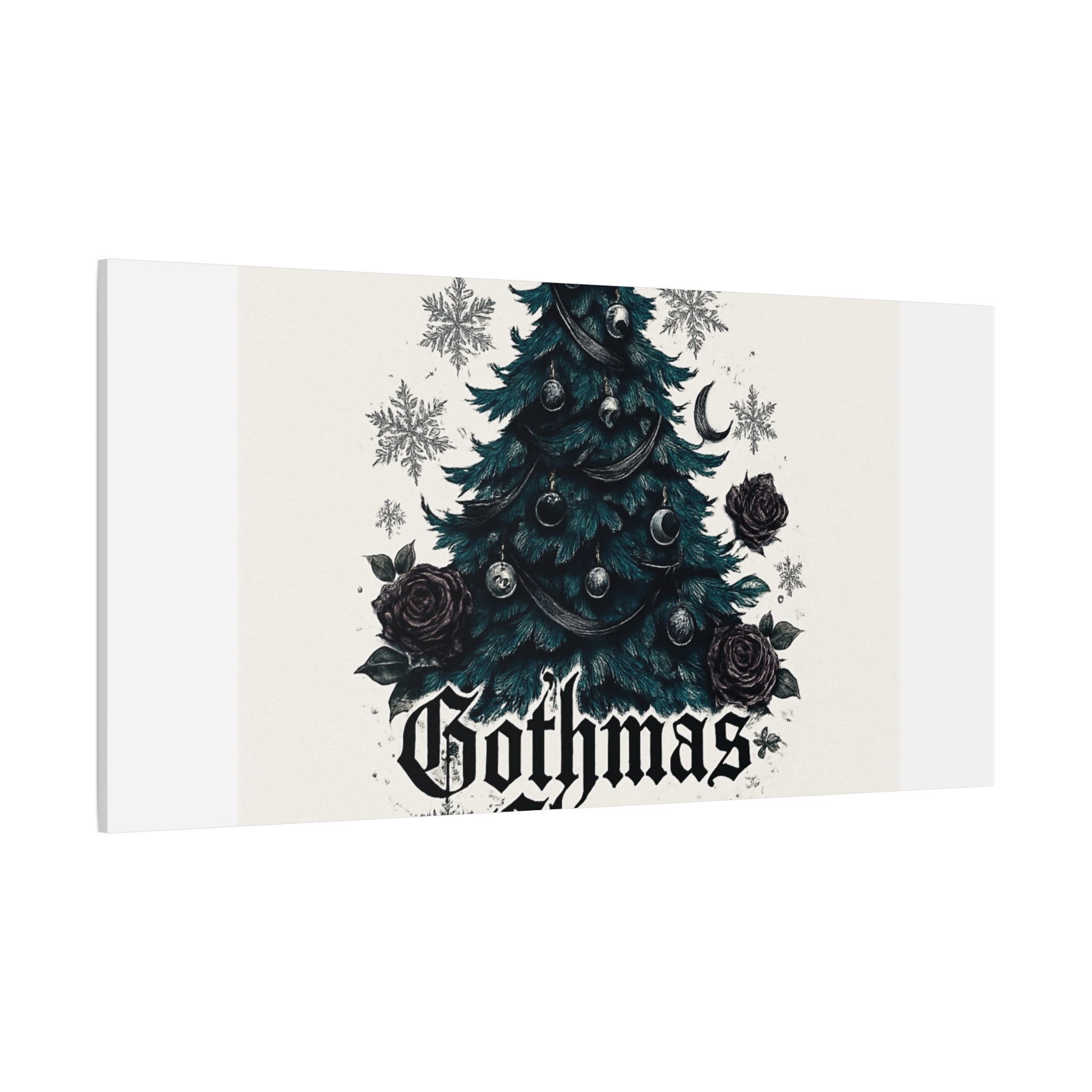 Gothmas Cheer Canvas Art — Gothic Christmas Tree Wall Decor
