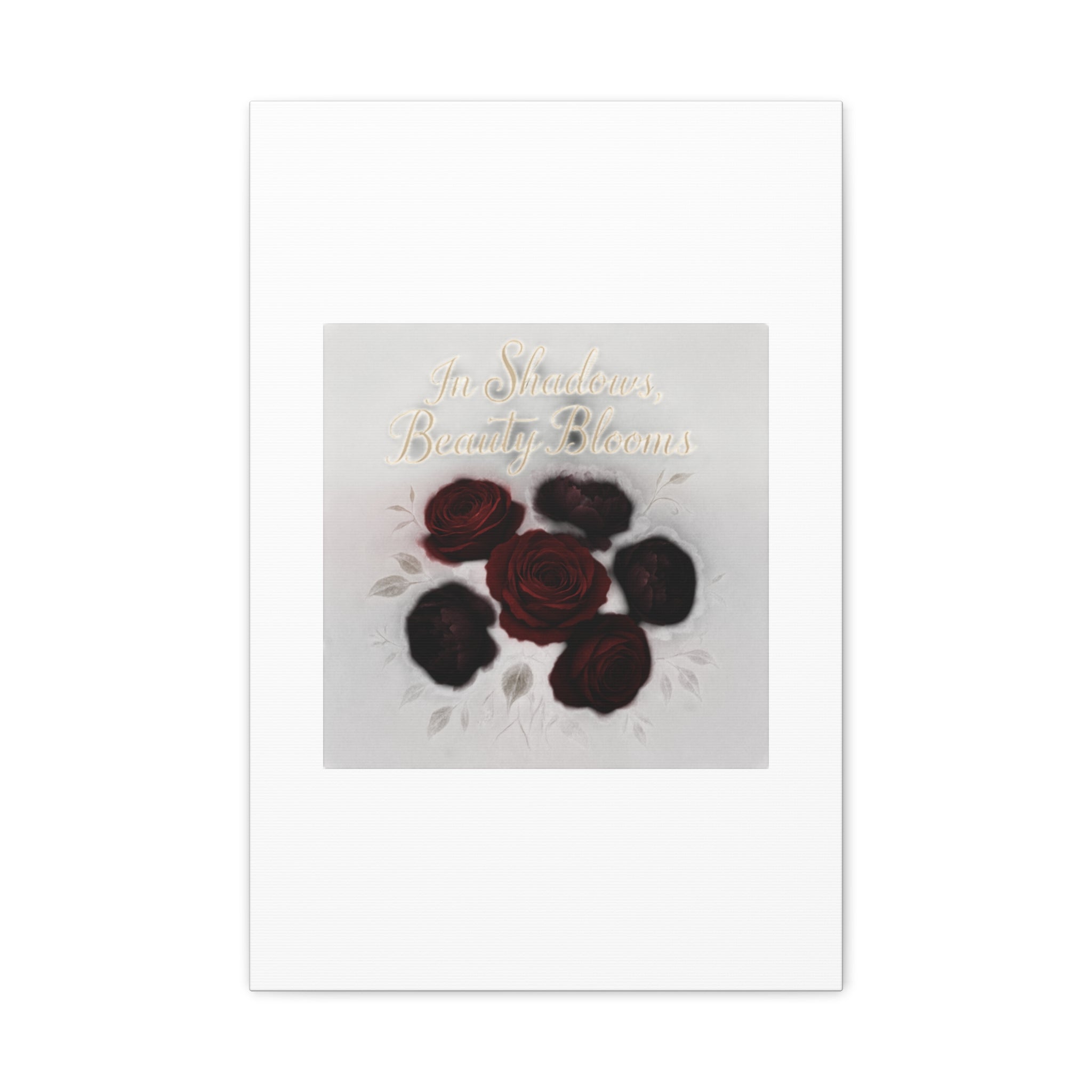 Canvas Wall Art - "In Shadows, Beauty Blooms" Dark Red Roses Stretched 1.25"