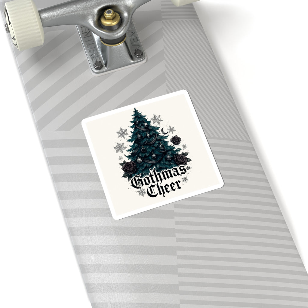 Gothmas Cheer Sticker — Gothic Christmas Tree Kiss-Cut Sticker
