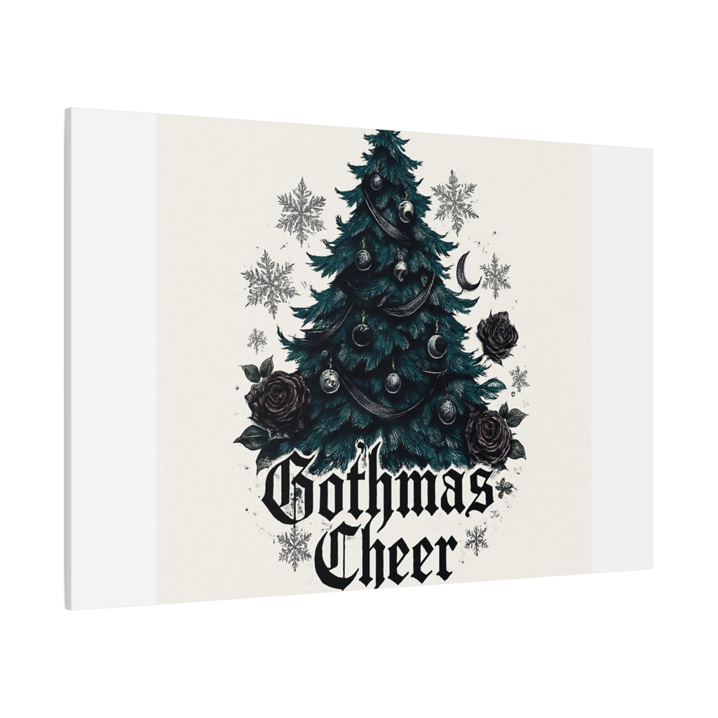 Gothmas Cheer Canvas Art — Gothic Christmas Tree Wall Decor
